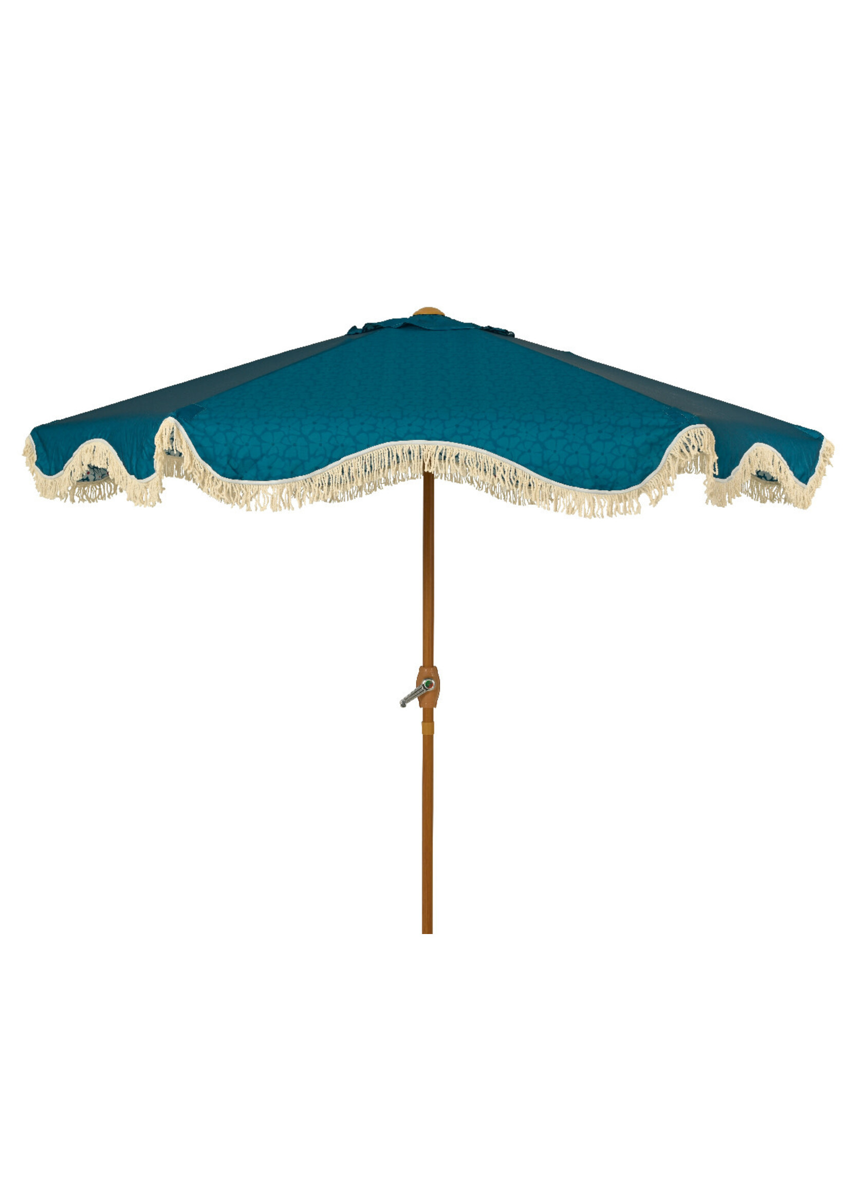 Decoris Floral Teal Parasol With Fringe Tassel