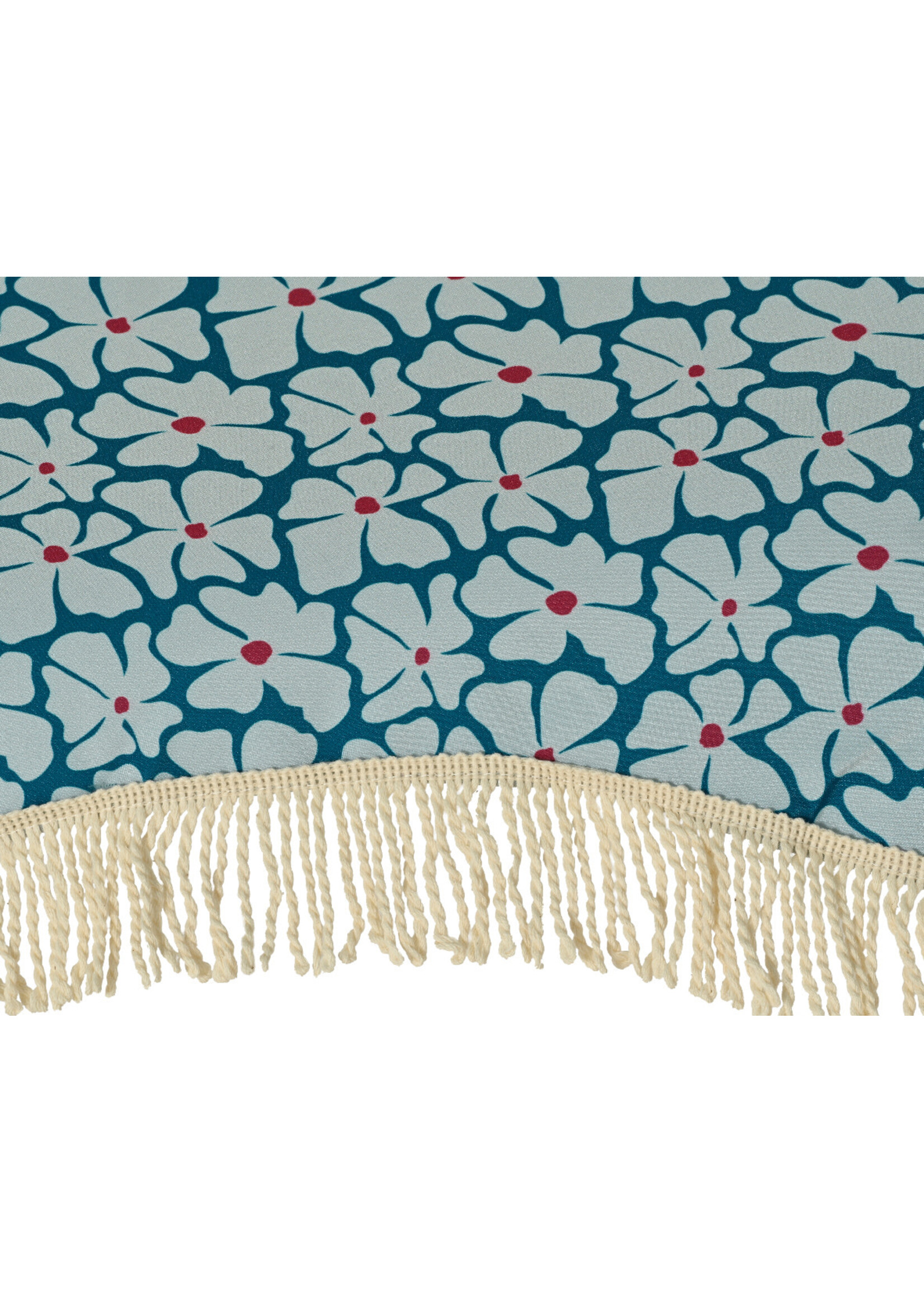 Decoris Floral Teal Parasol With Fringe Tassel