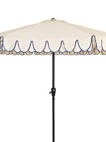 Decoris Scalloped Double Flounce Parasol Cream and Blue