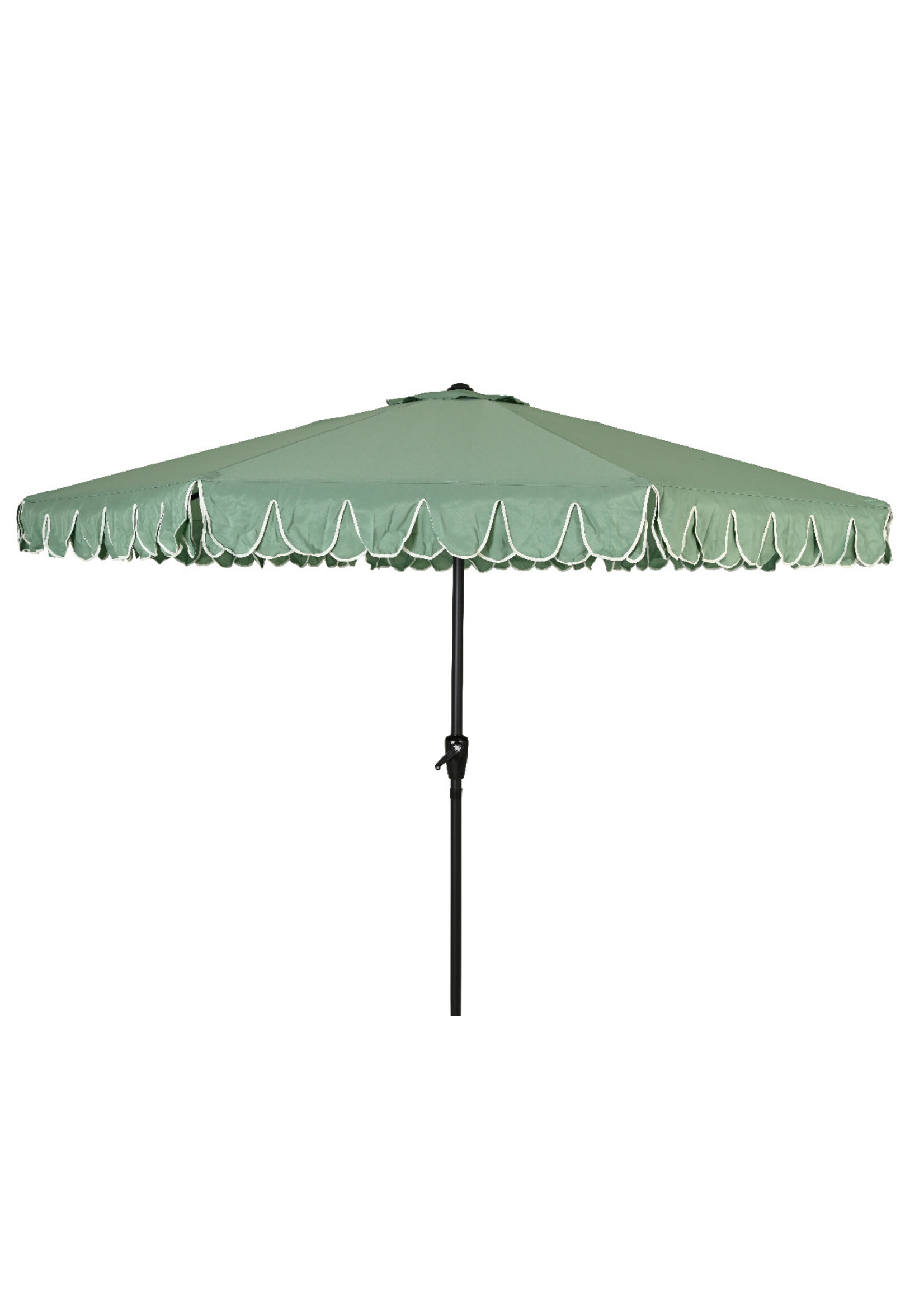 Decoris Scalloped Double Flounce Parasol Sage Green and Cream