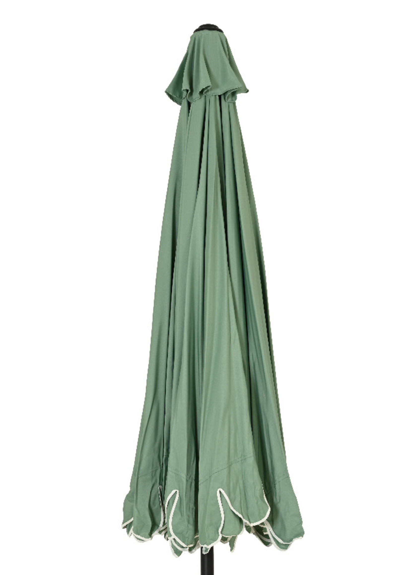 Decoris Scalloped Double Flounce Parasol Sage Green and Cream