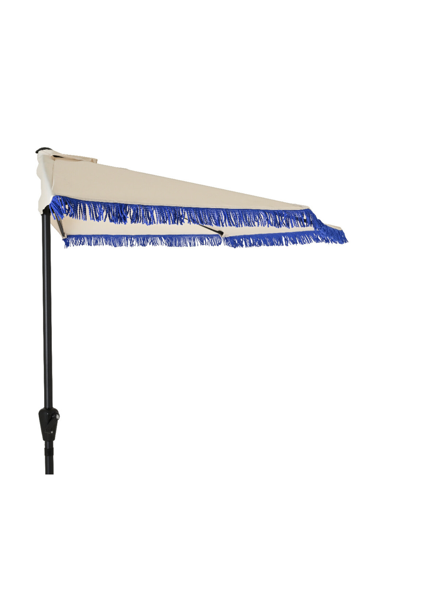 Decoris Half Parasol With Fringe Tassel Cream and Blue