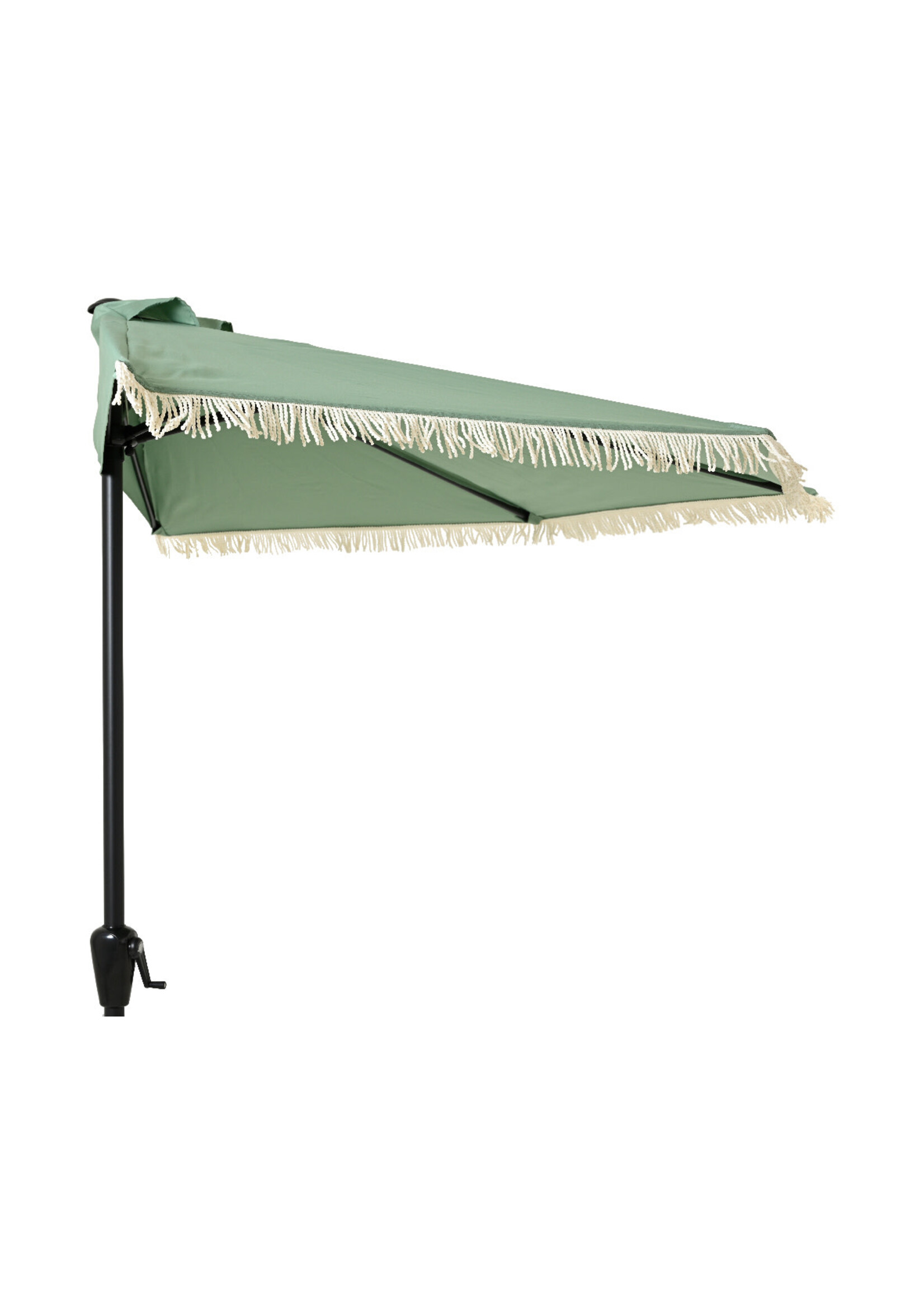 Decoris Half Parasol With Fringe Tassel Sage Green and Cream