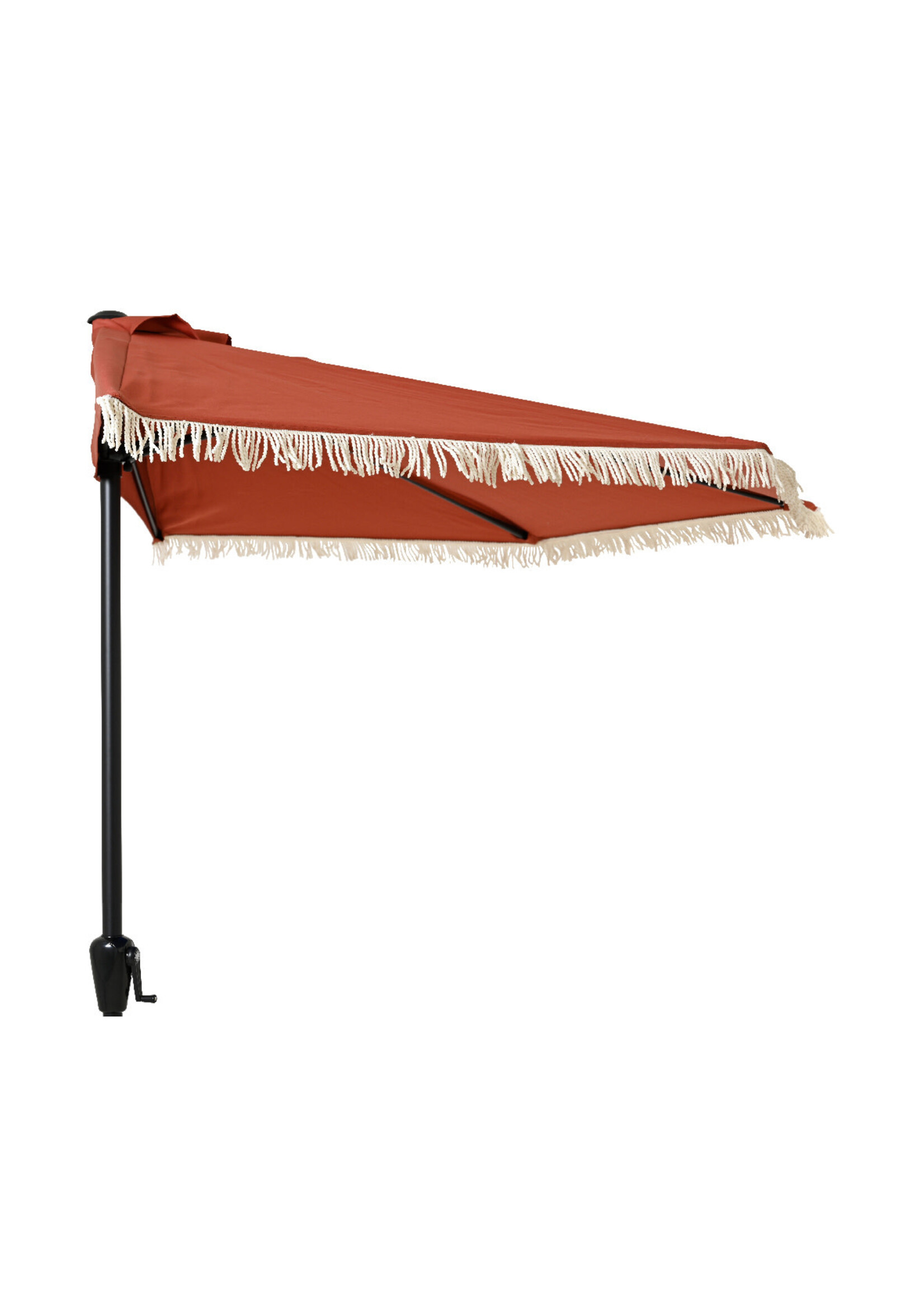 Decoris Half Parasol With Fringe Tassel Terracotta and Cream
