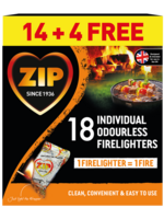 Zip Zip Fast & Clean Wrapped Firelighters Pack 18 (14+4 Free)