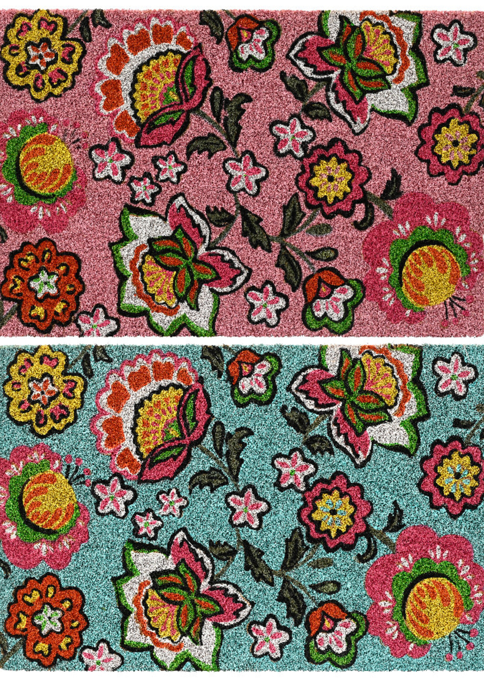 Decoris Floral Pink or Blue Colourful Doormat 40 x 60cm