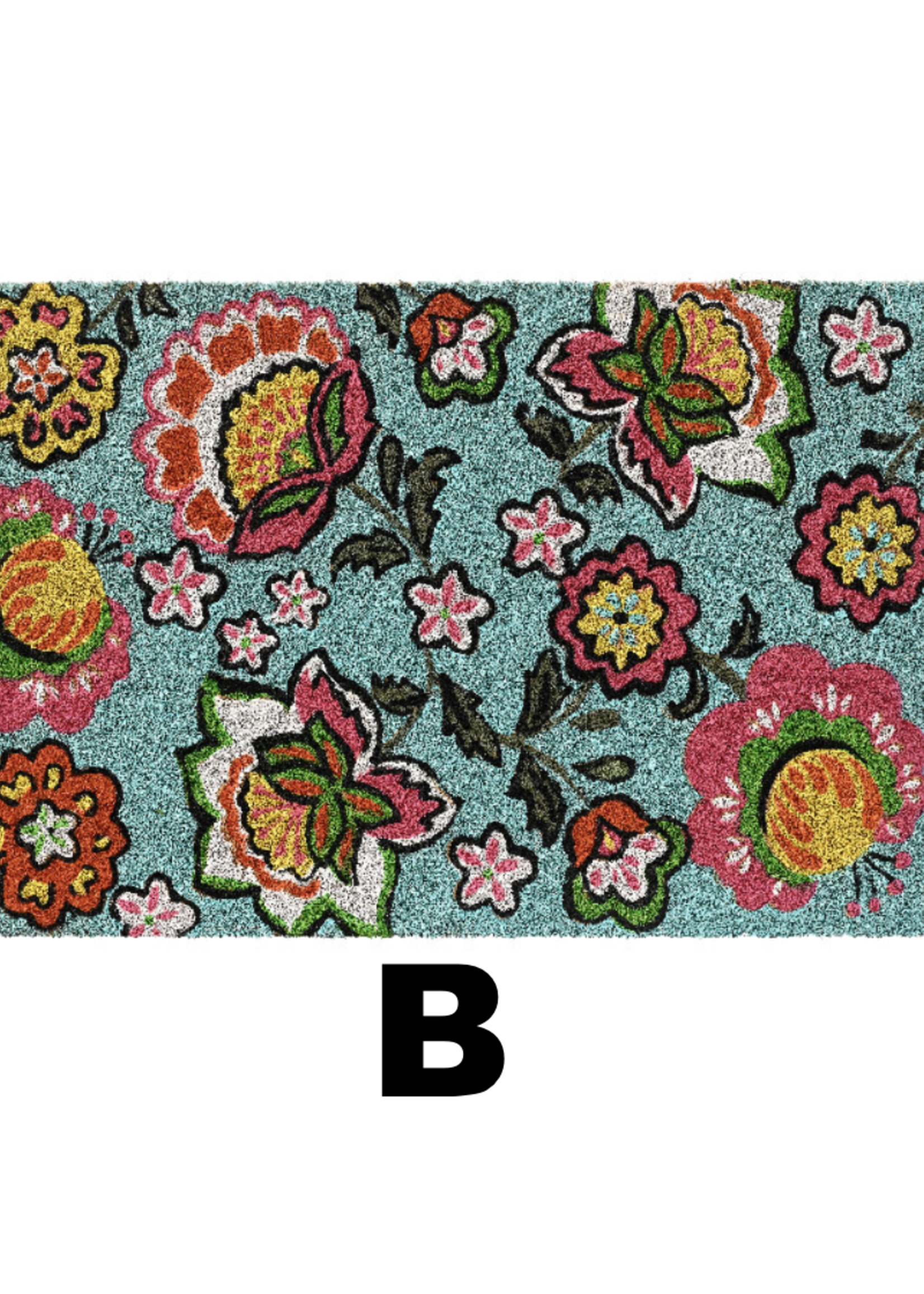 Decoris Floral Pink or Blue Colourful Doormat 40 x 60cm