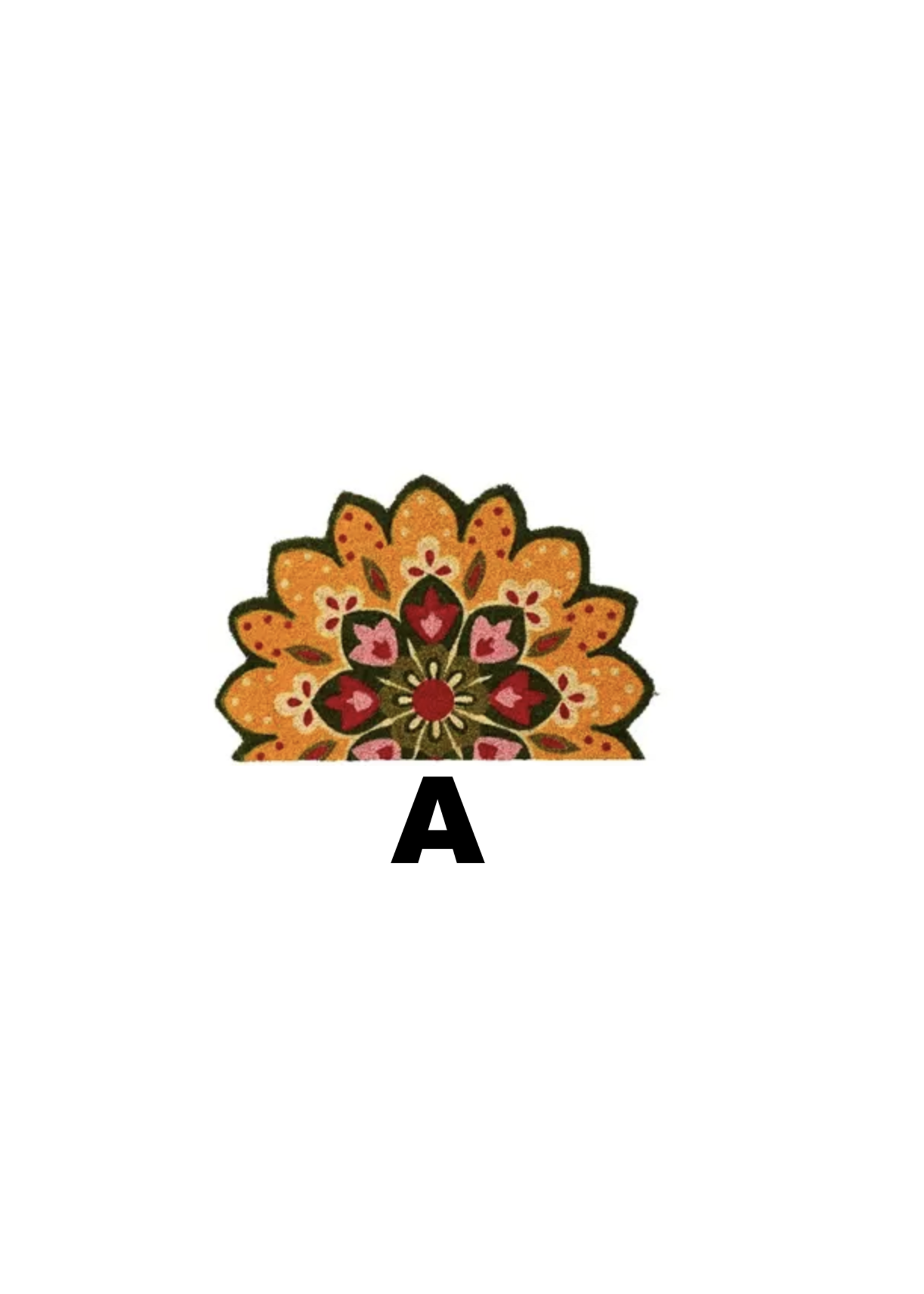 Decoris Floral Shape Green & Yellow or Blue Coir Doormat  45x70cm