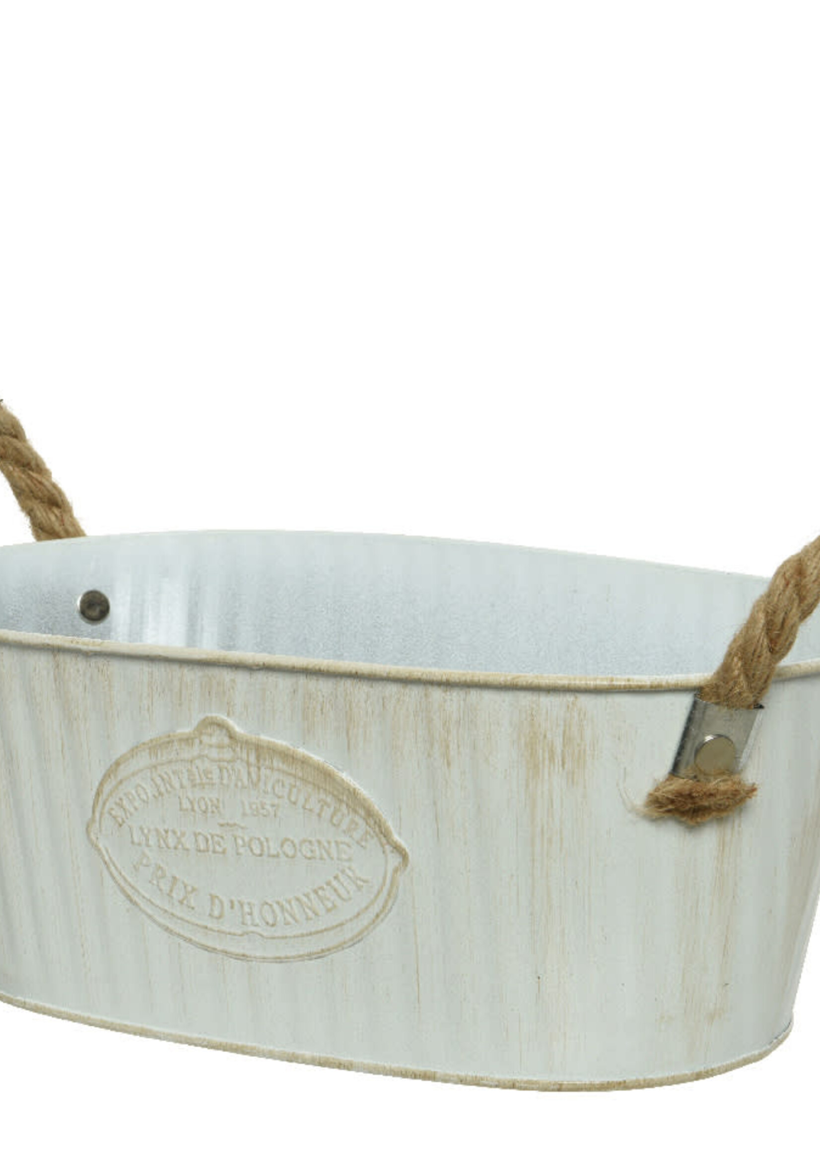 Decoris Zinc Oval Bucket with Rope handles - Medium