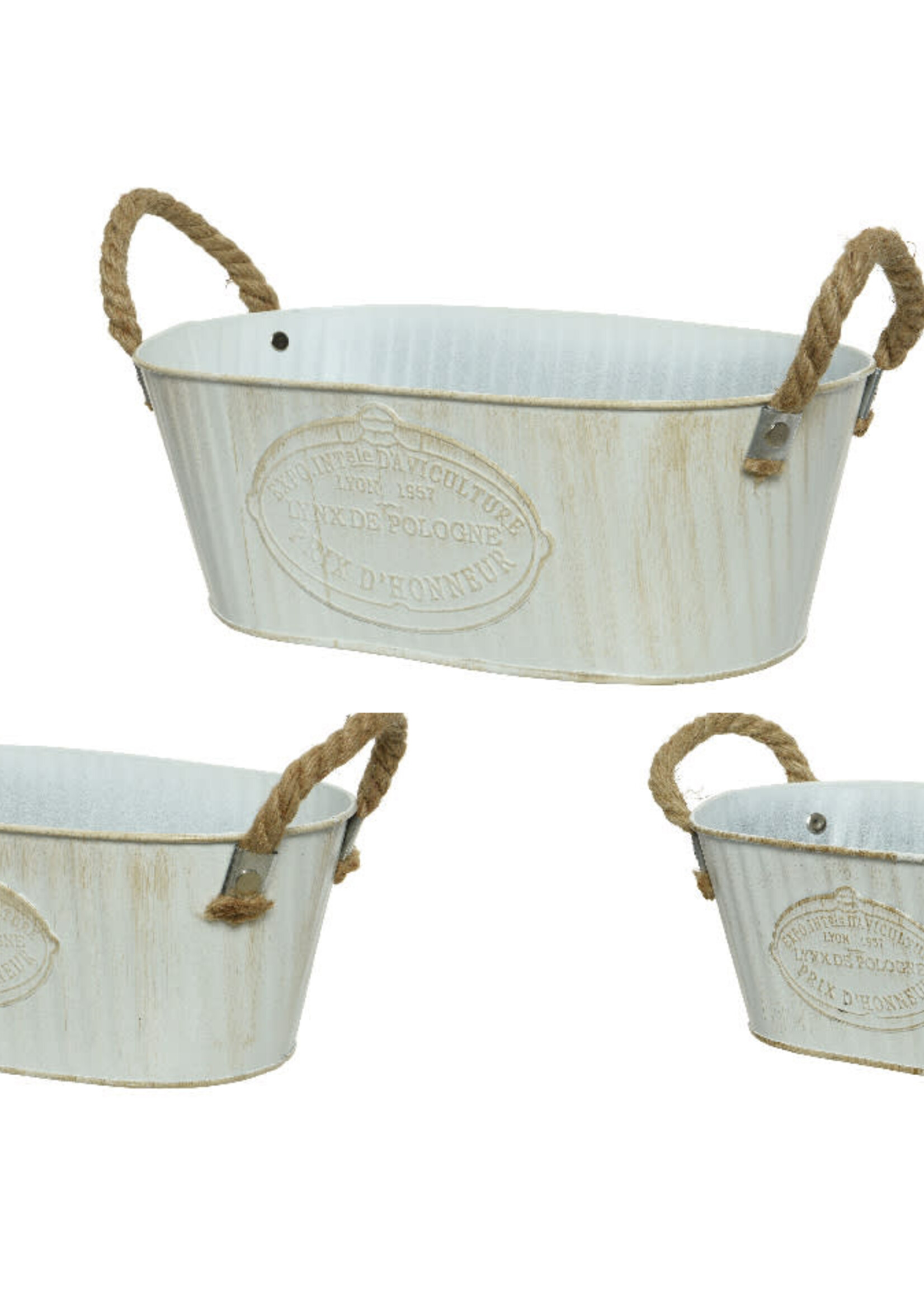 Decoris Zinc Oval Bucket with Rope handles - Medium
