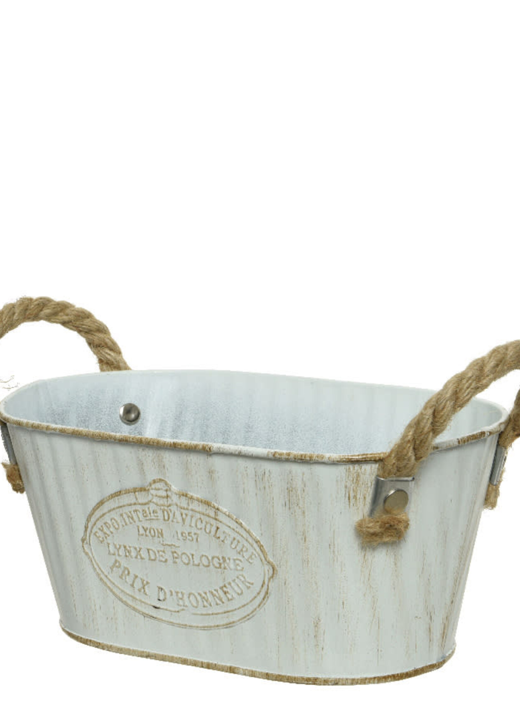 Decoris Zinc Oval Bucket with Rope handles - Small