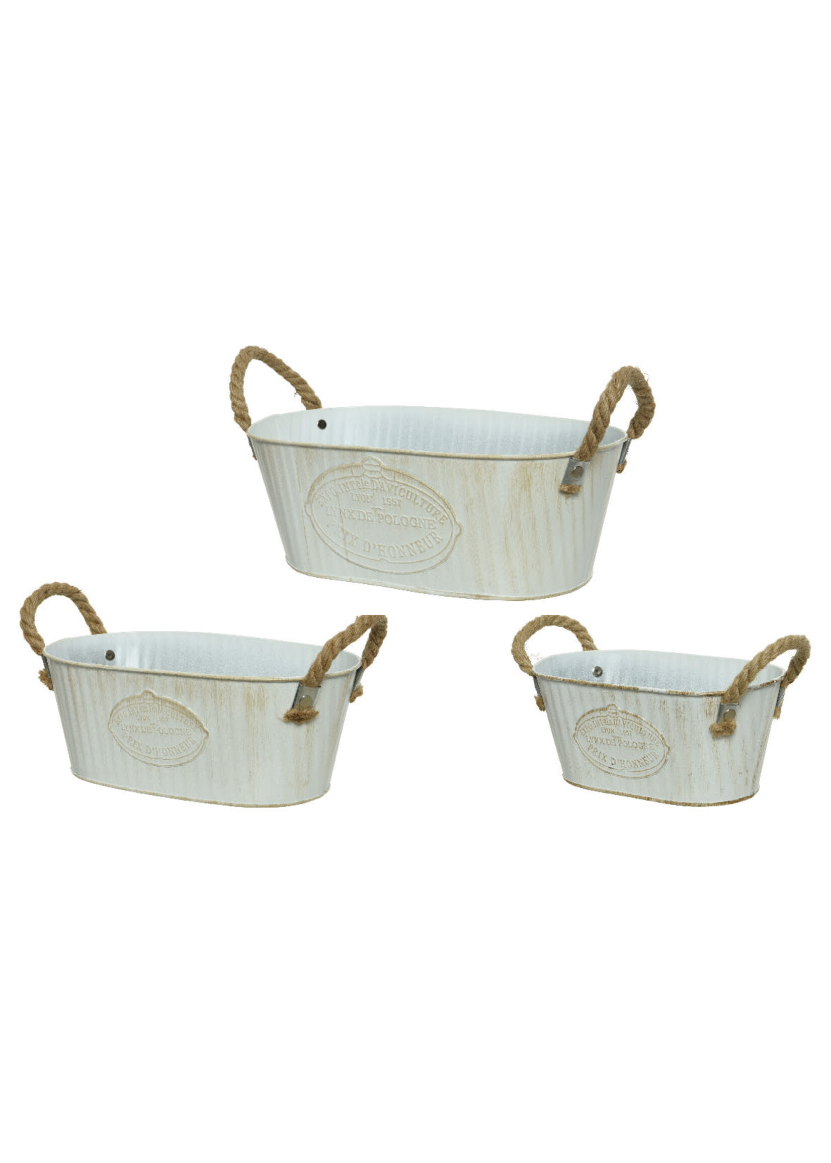 Decoris Zinc Oval Bucket with Rope handles - Small