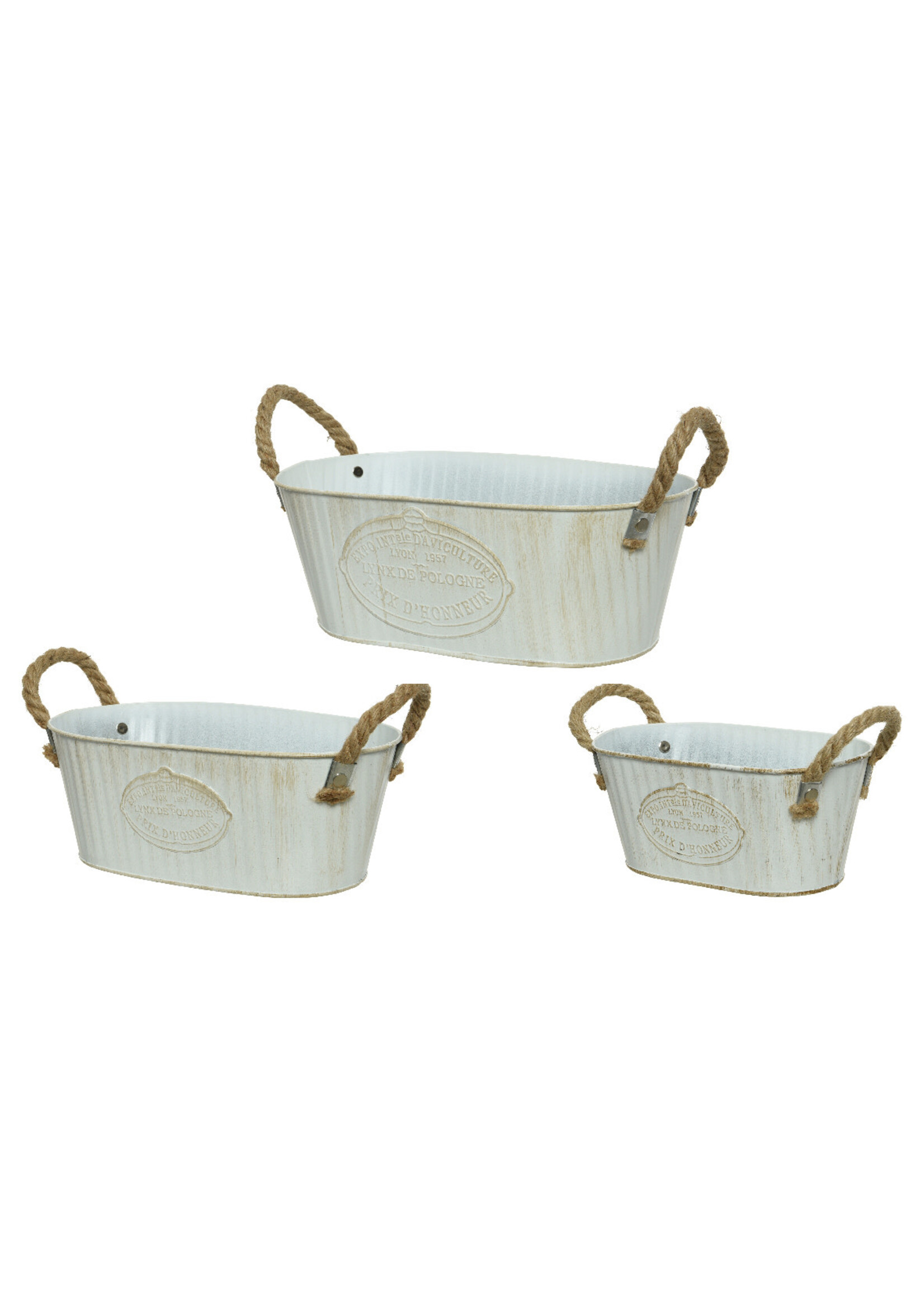 Decoris Zinc Oval Bucket with Rope handles - Large