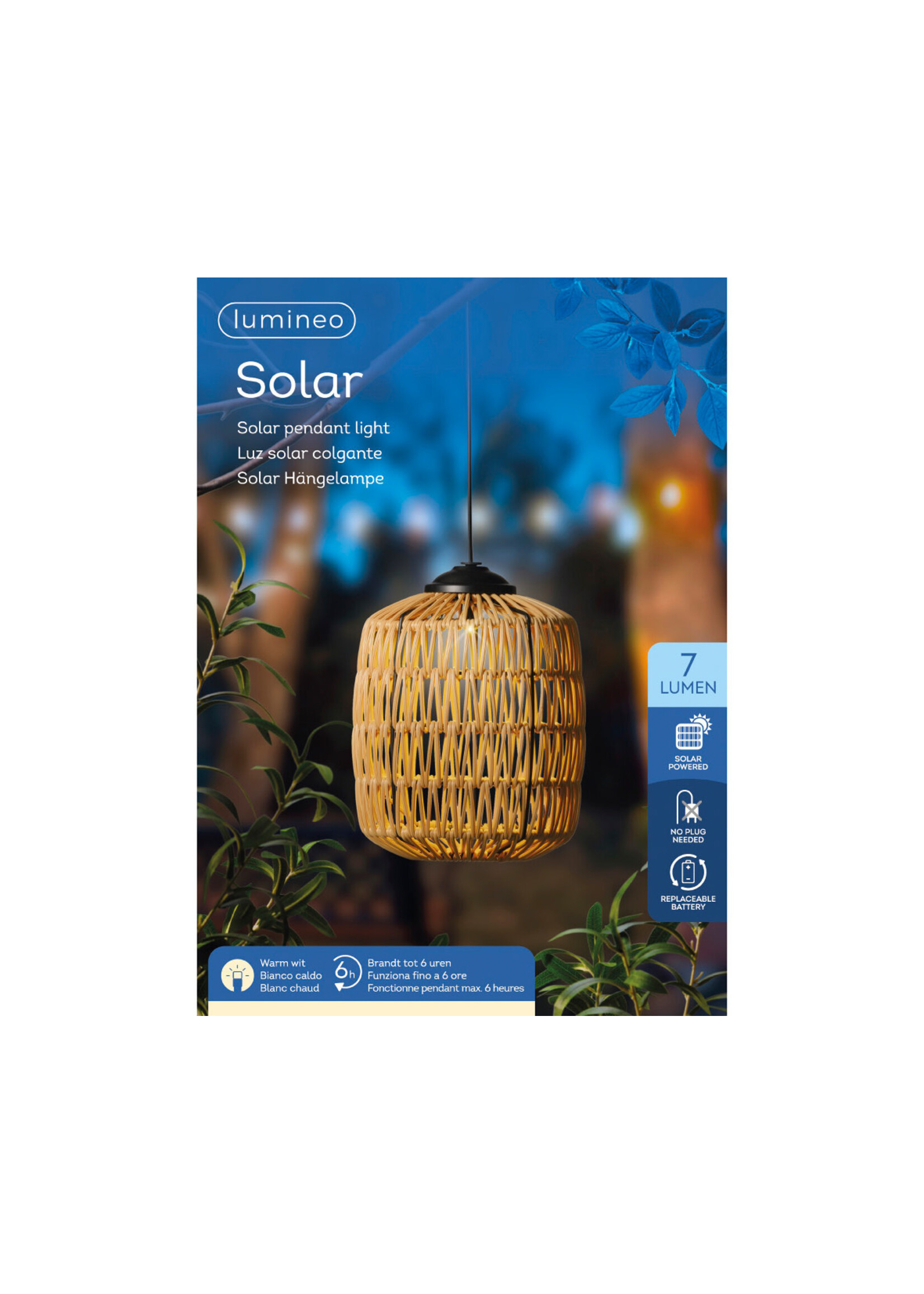 Lumineo Solar Hanging Wicker Pendant LED Light