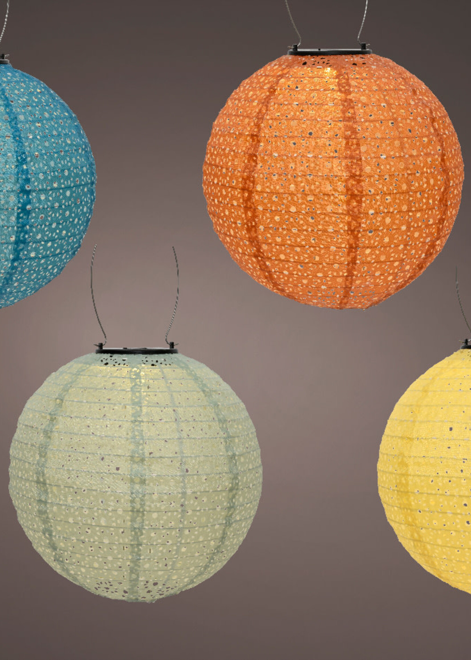 Lumineo Solar Coloured Round Lantern nylon 25cm