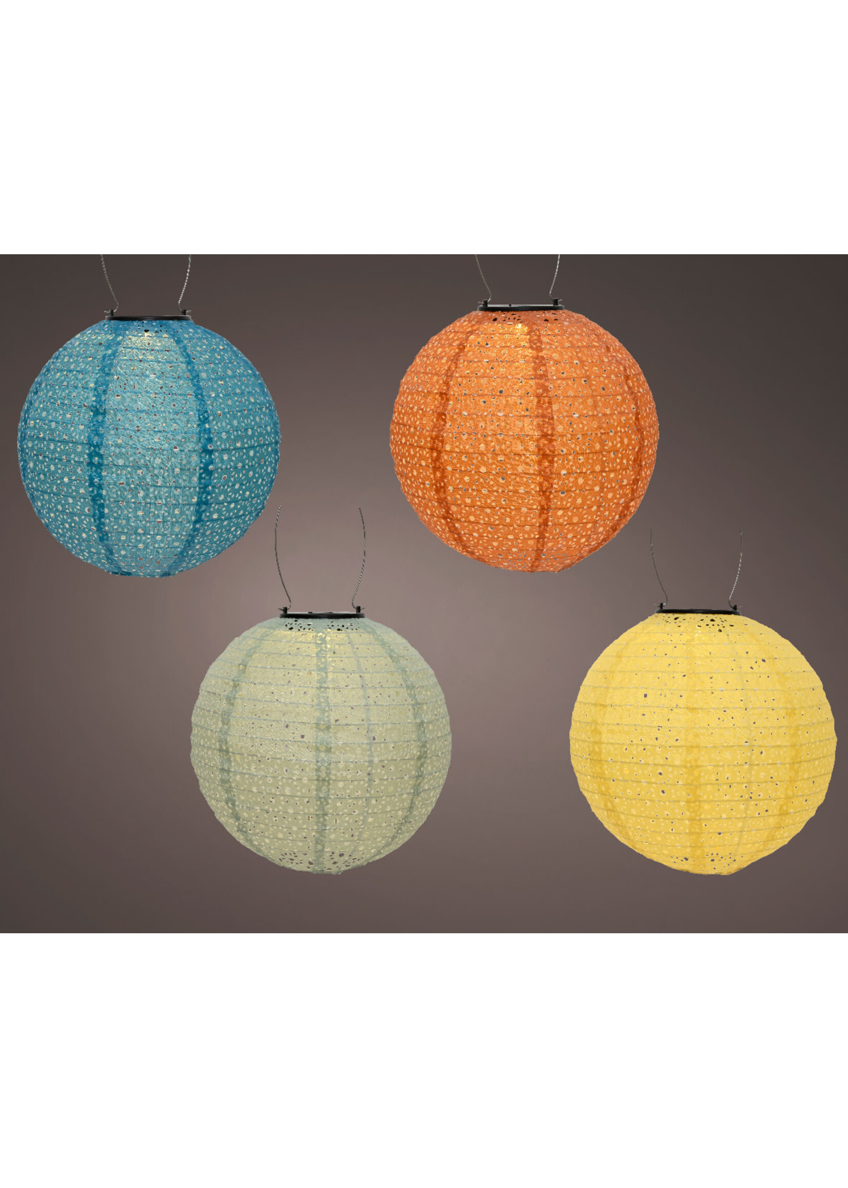 Lumineo Solar Coloured Round Lantern nylon 25cm