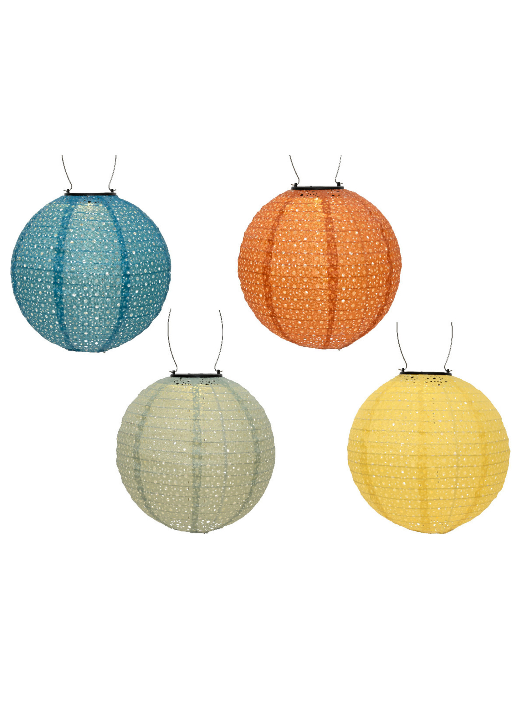 Lumineo Solar Coloured Round Lantern nylon 25cm