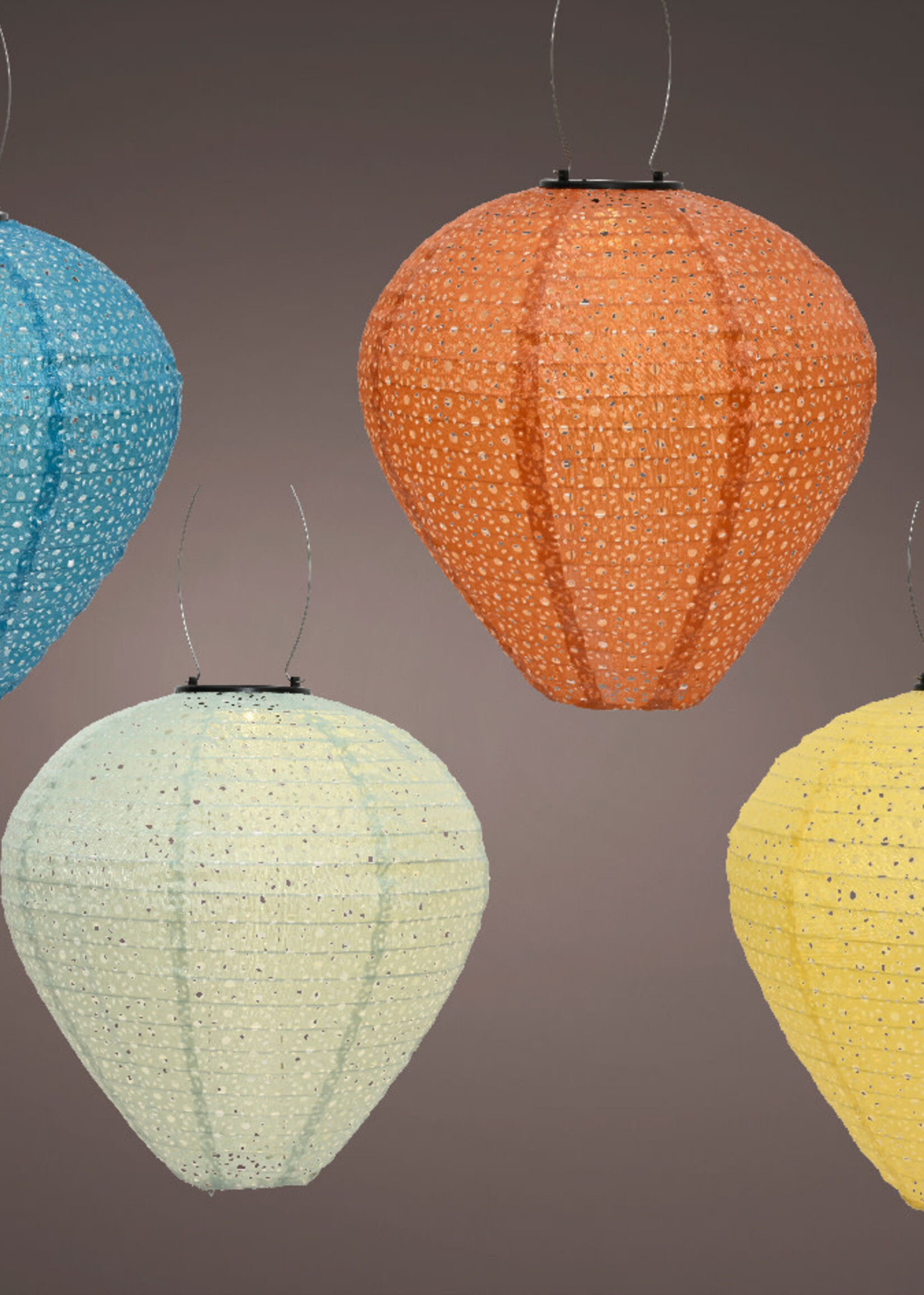Lumineo Solar Coloured lantern nylon 30x28cm