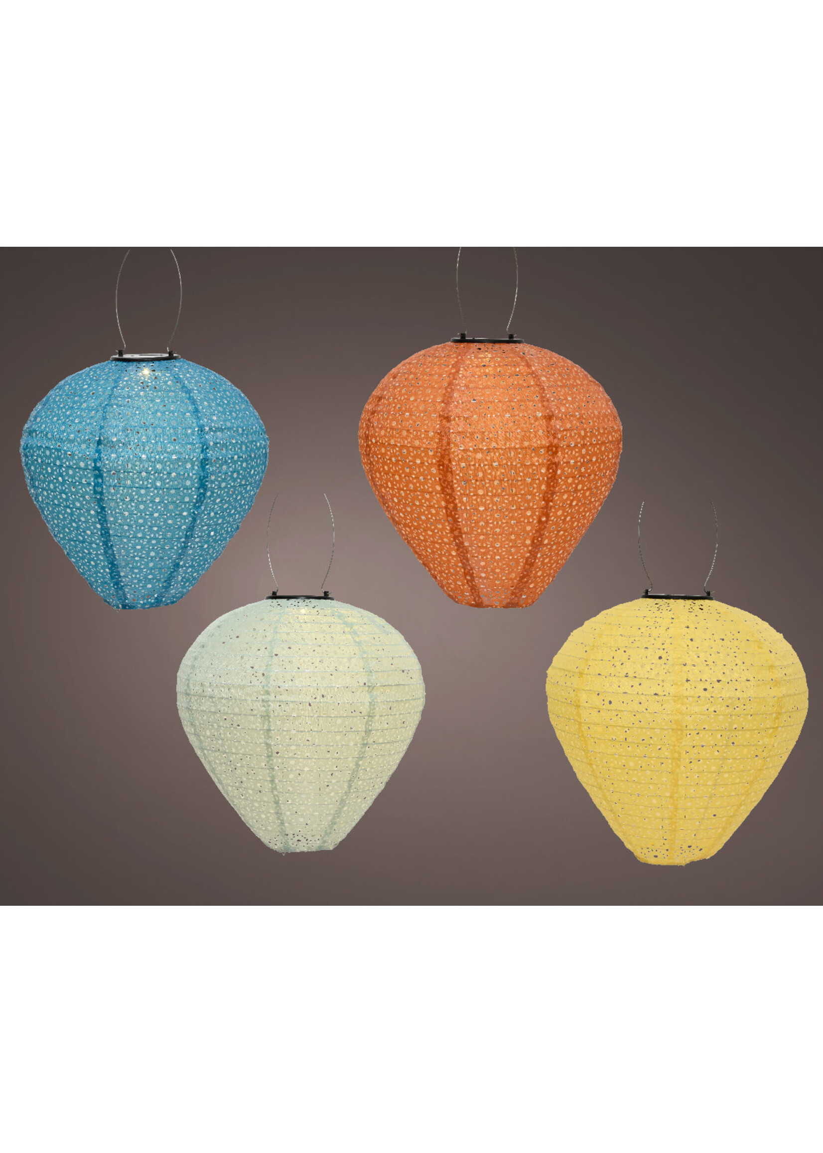 Lumineo Solar Coloured lantern nylon 30x28cm