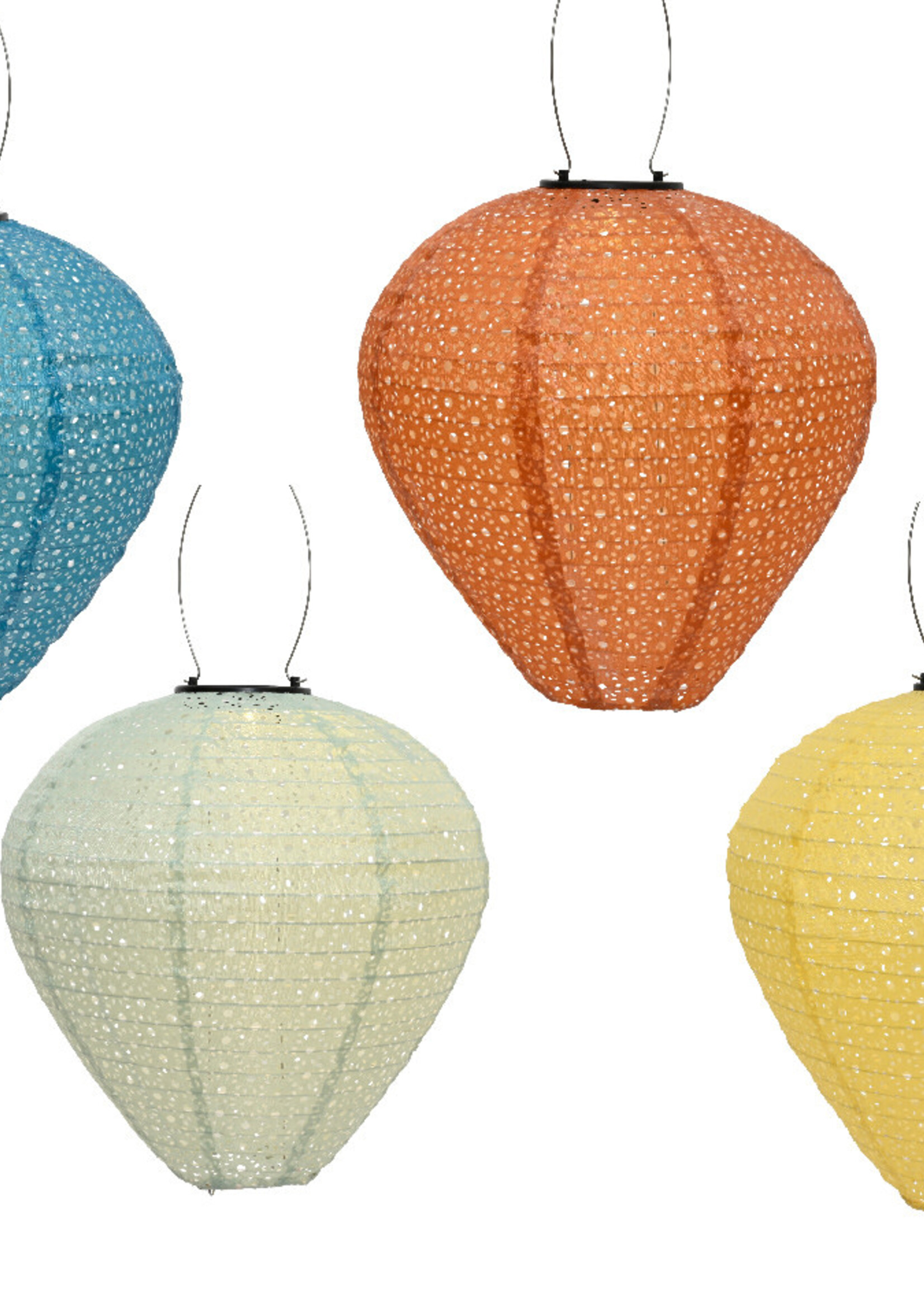 Lumineo Solar Coloured lantern nylon 30x28cm