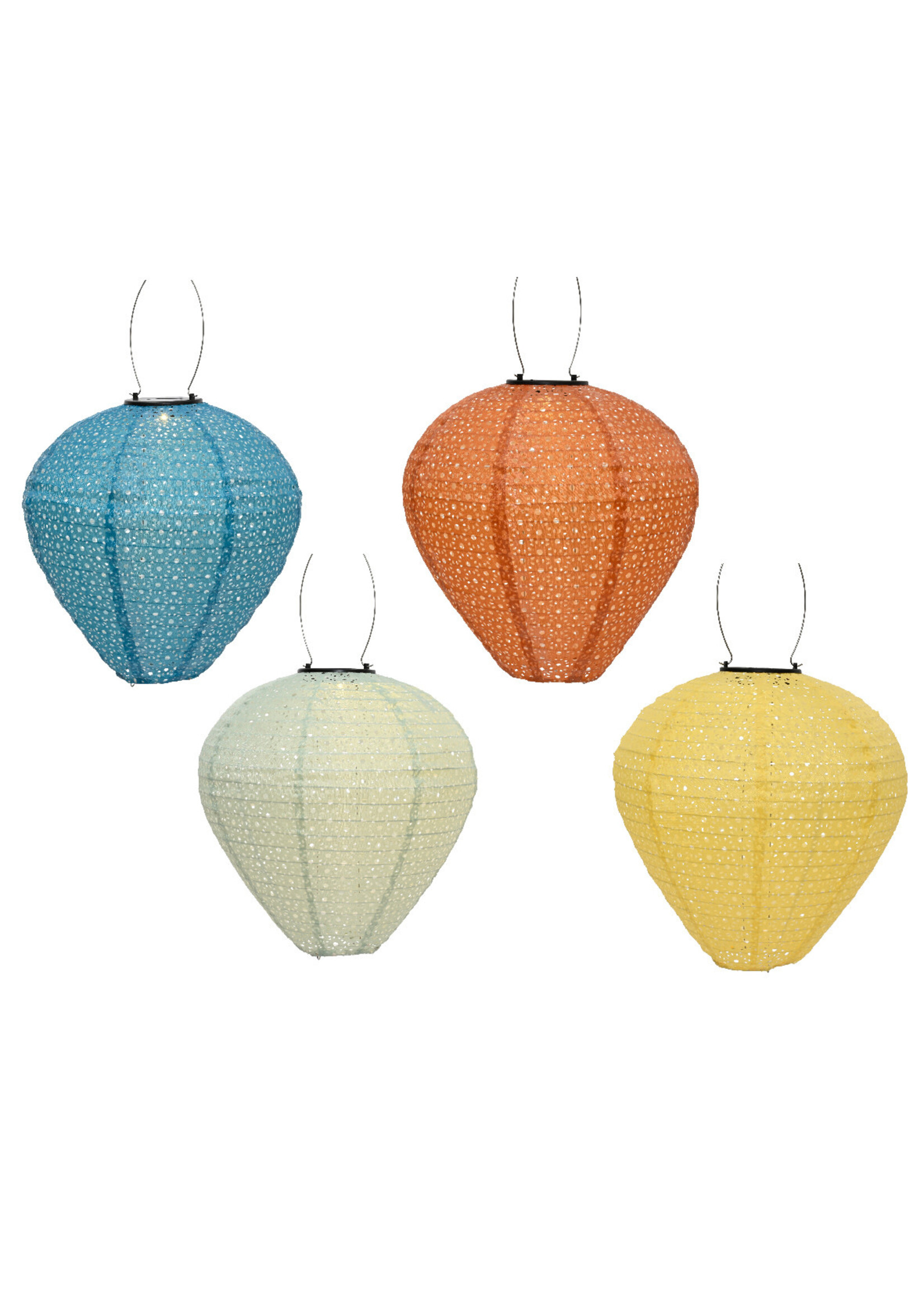 Lumineo Solar Coloured lantern nylon 30x28cm