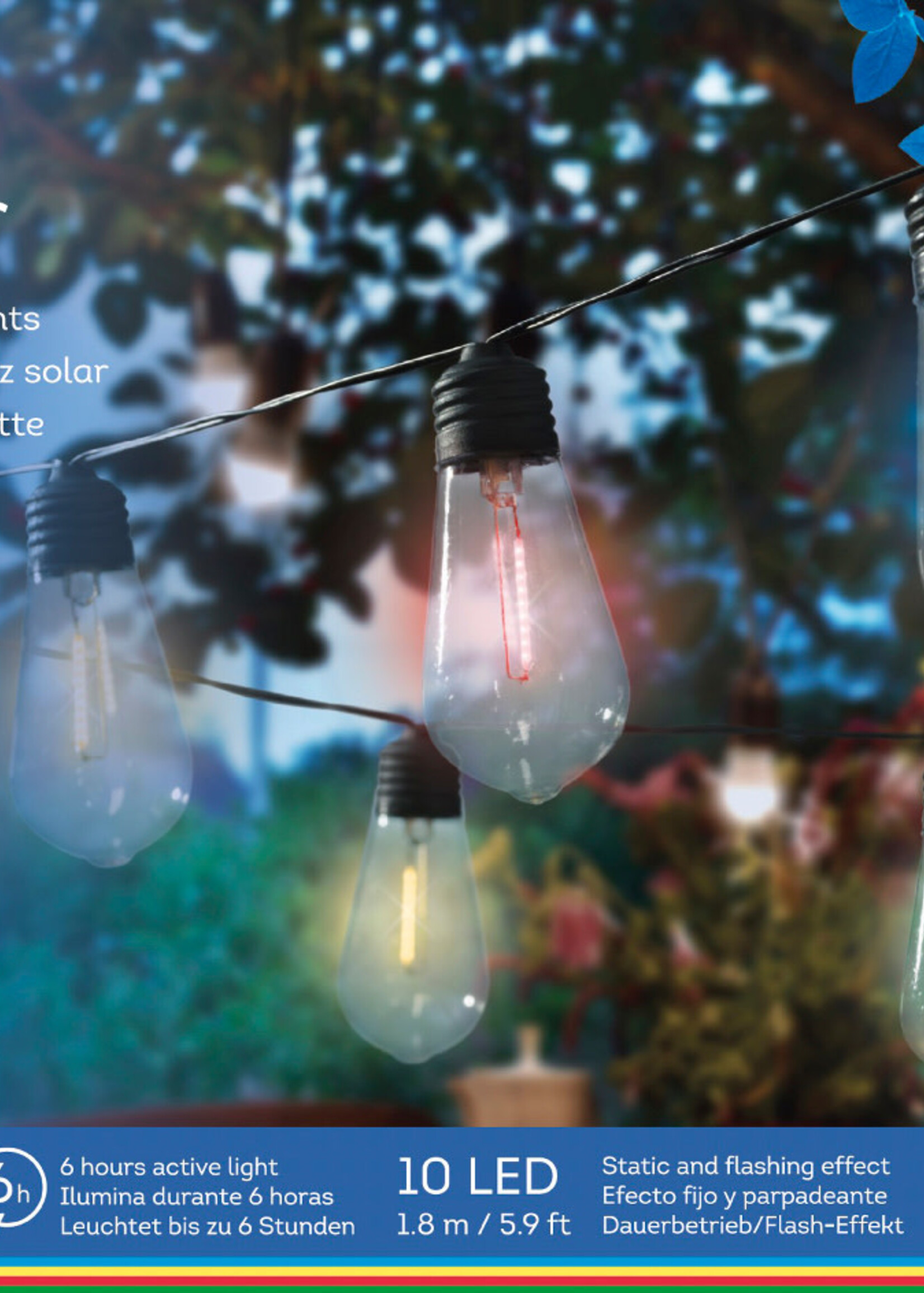 Lumineo Solar Multi Coloured String Garden 10 LED Lights