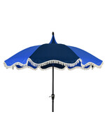 Decoris Parasol Retro Style With Tassel Fringe Blue and Cream