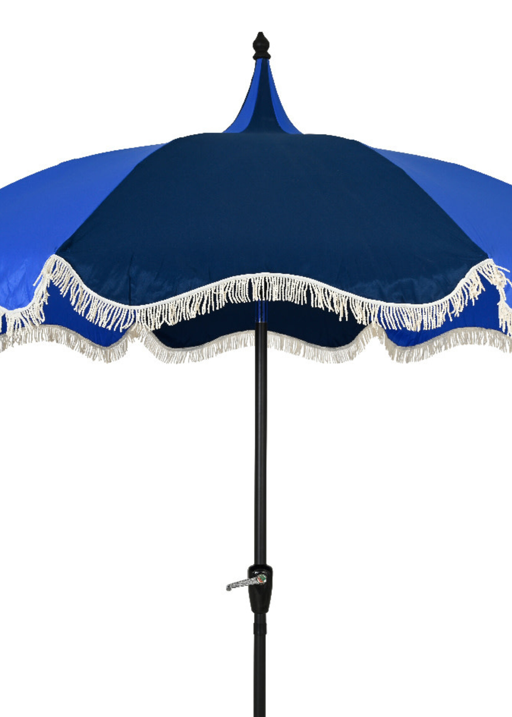 Decoris Parasol Retro Style With Tassel Fringe Blue and Cream