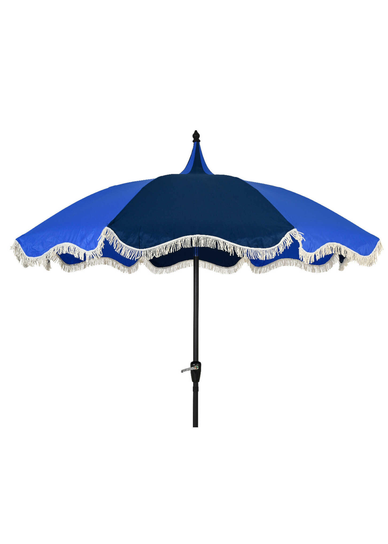 Decoris Parasol Retro Style With Tassel Fringe Blue and Cream