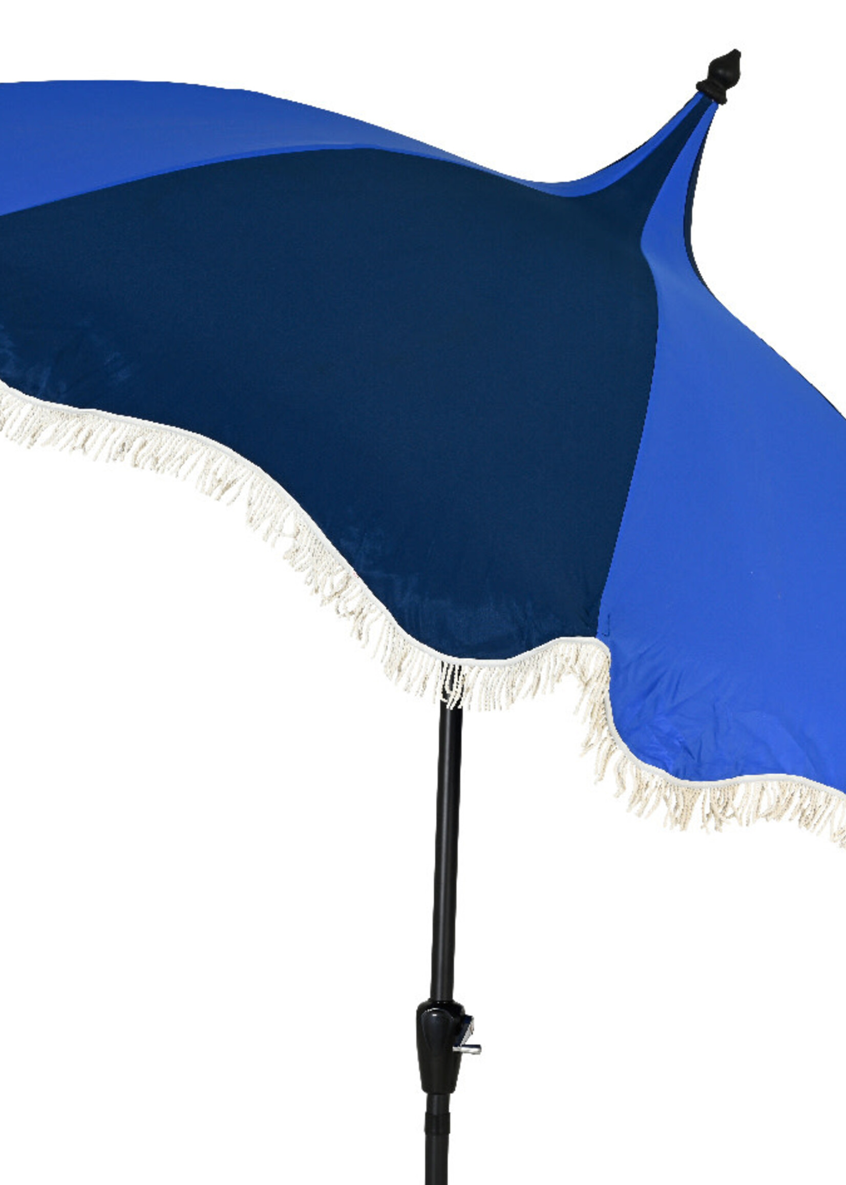 Decoris Parasol Retro Style With Tassel Fringe Blue and Cream