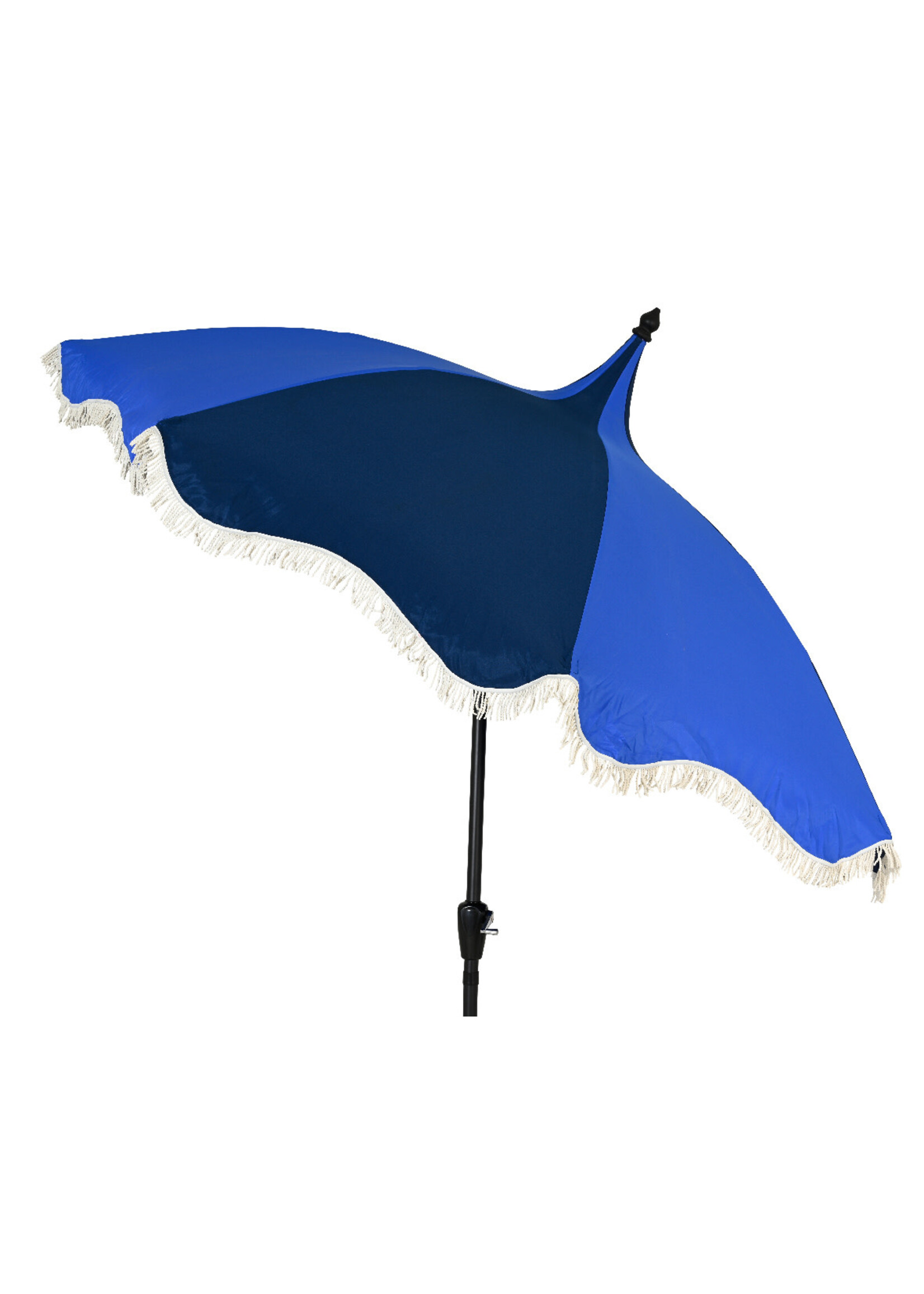 Decoris Parasol Retro Style With Tassel Fringe Blue and Cream