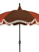 Decoris Parasol Retro Style With Tassel Fringe Terracotta and Cream