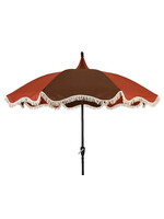 Decoris Parasol Retro Style With Tassel Fringe Terracotta and Cream