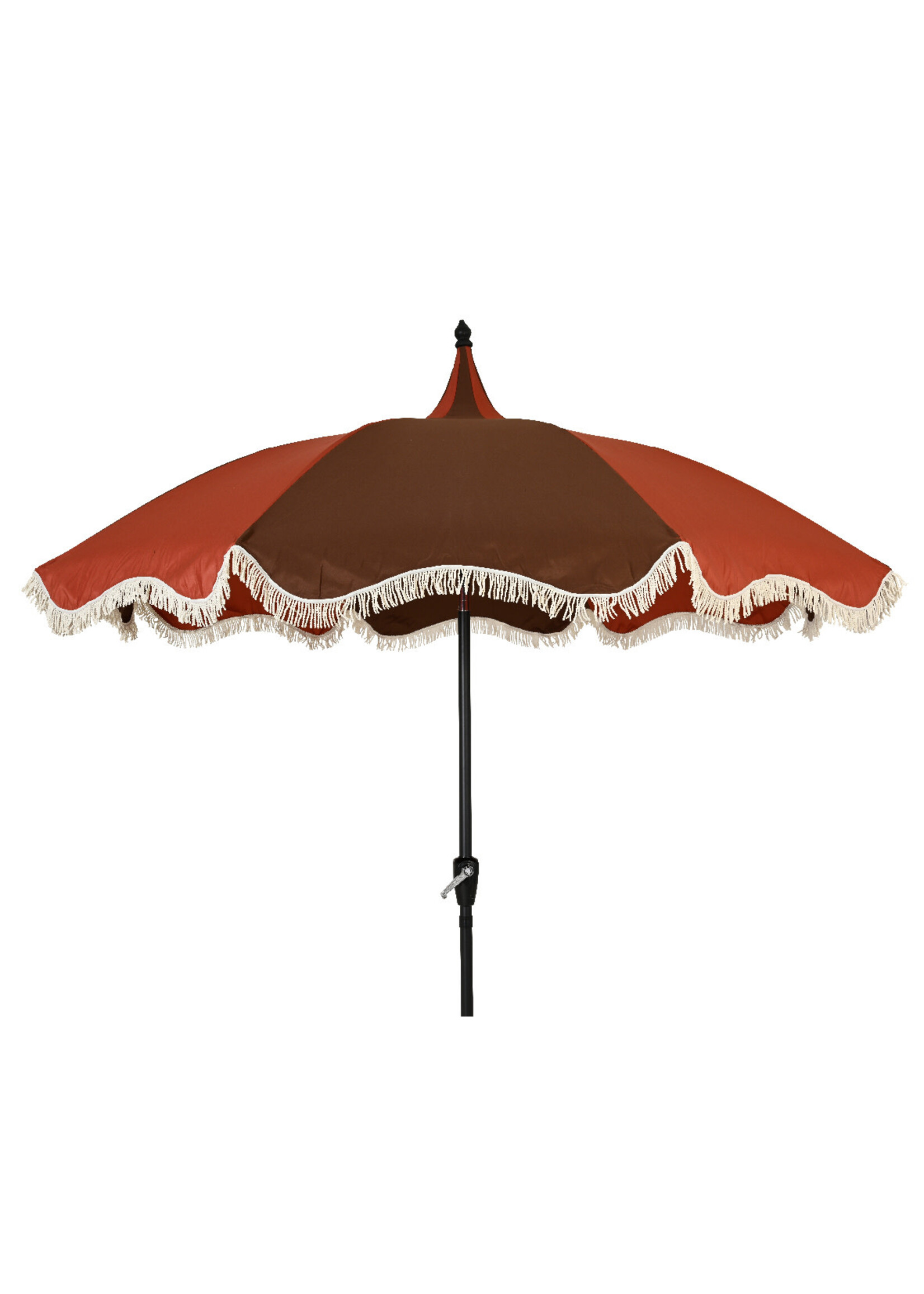 Decoris Parasol Retro Style With Tassel Fringe Terracotta and Cream