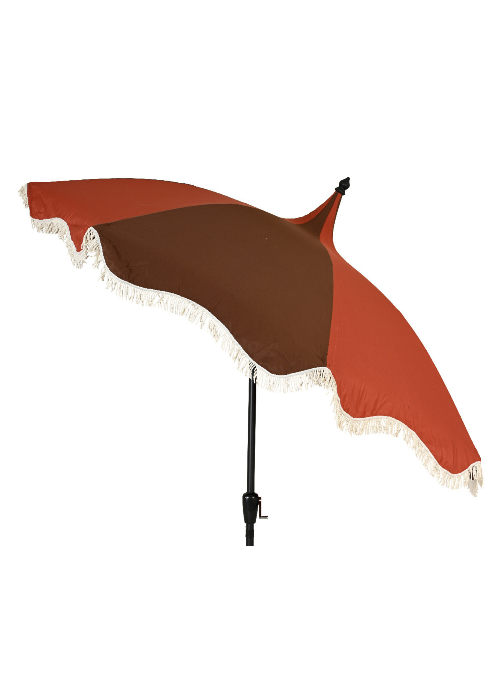Decoris Parasol Retro Style With Tassel Fringe Terracotta and Cream