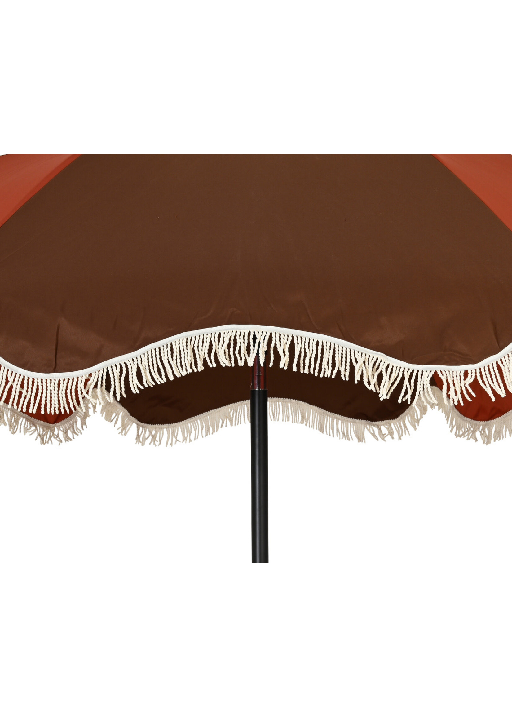 Decoris Parasol Retro Style With Tassel Fringe Terracotta and Cream