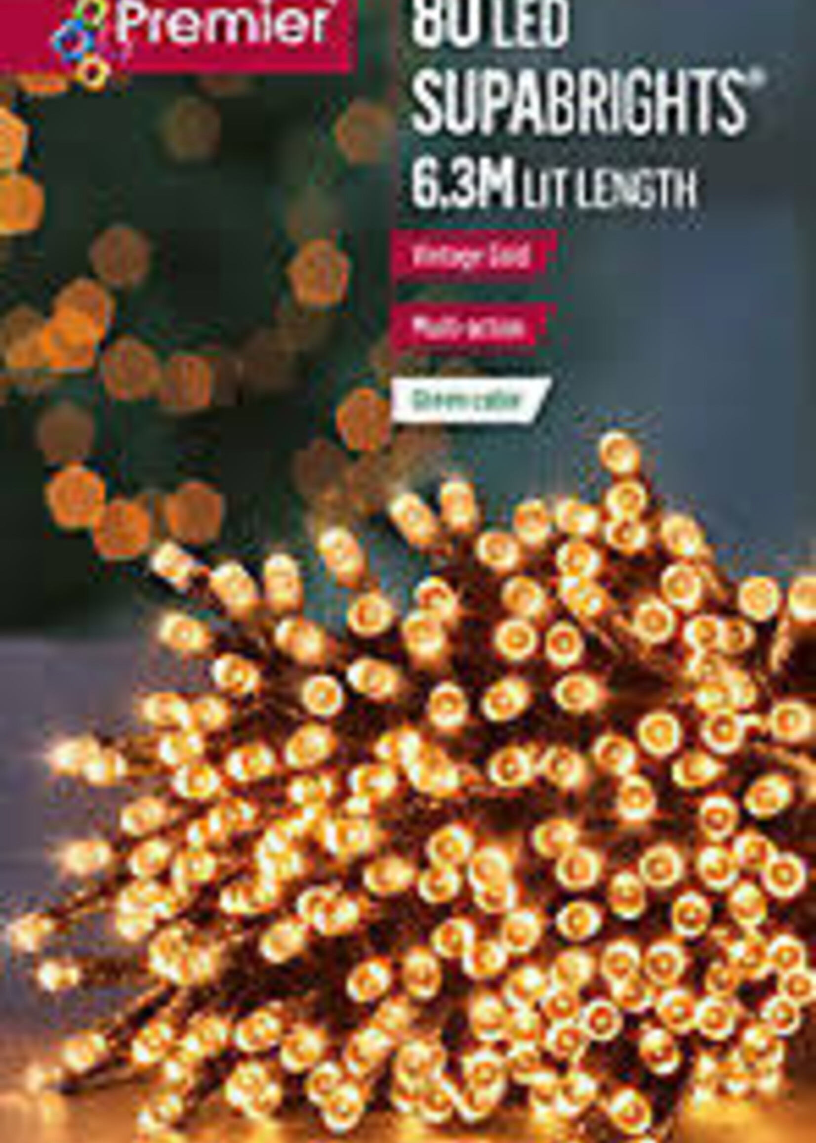 Premier Vintage Gold 80 LEDs Lights Indoor/Outdoor