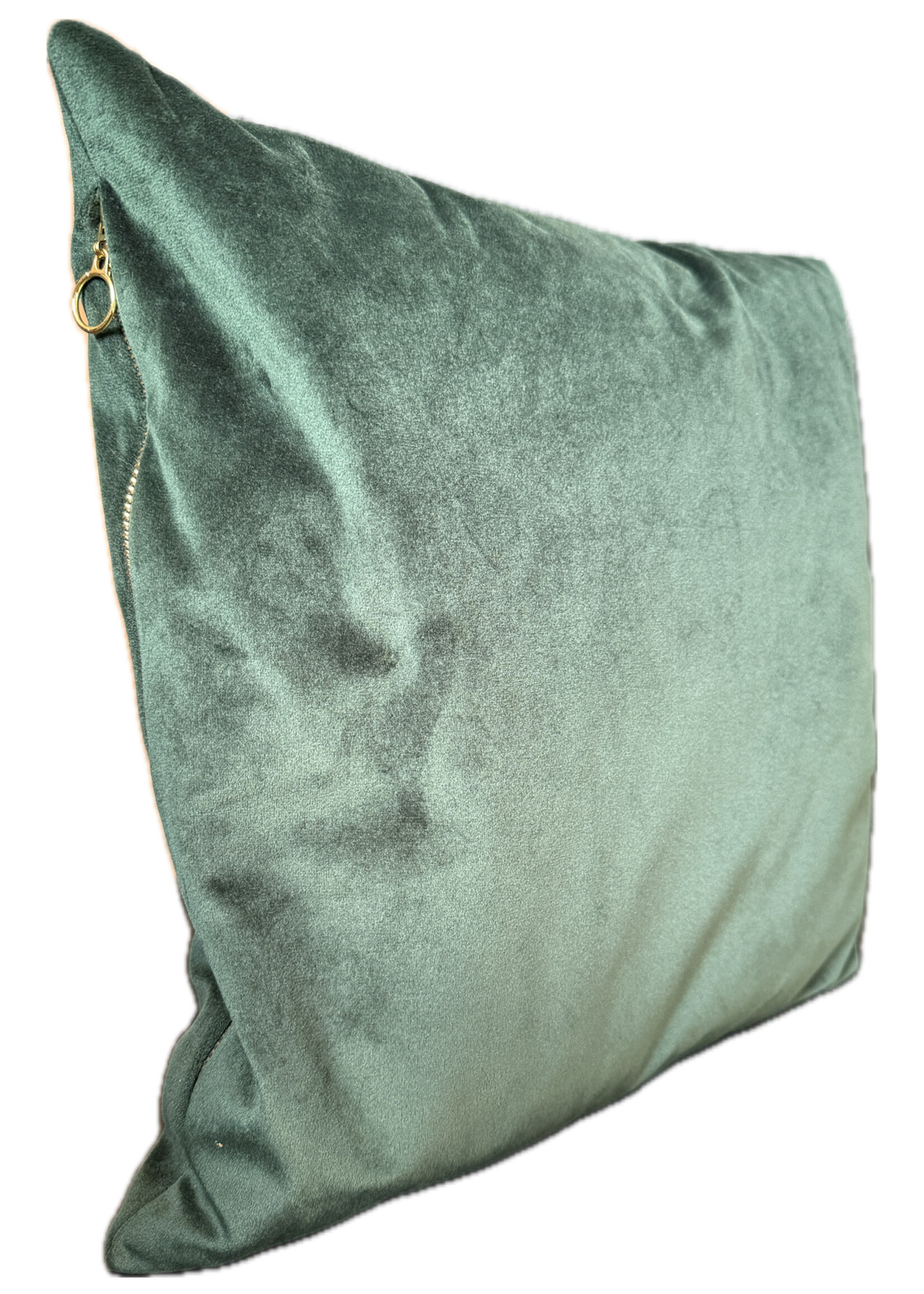 Green velvet feel cushion 40x40cm (16"x16")