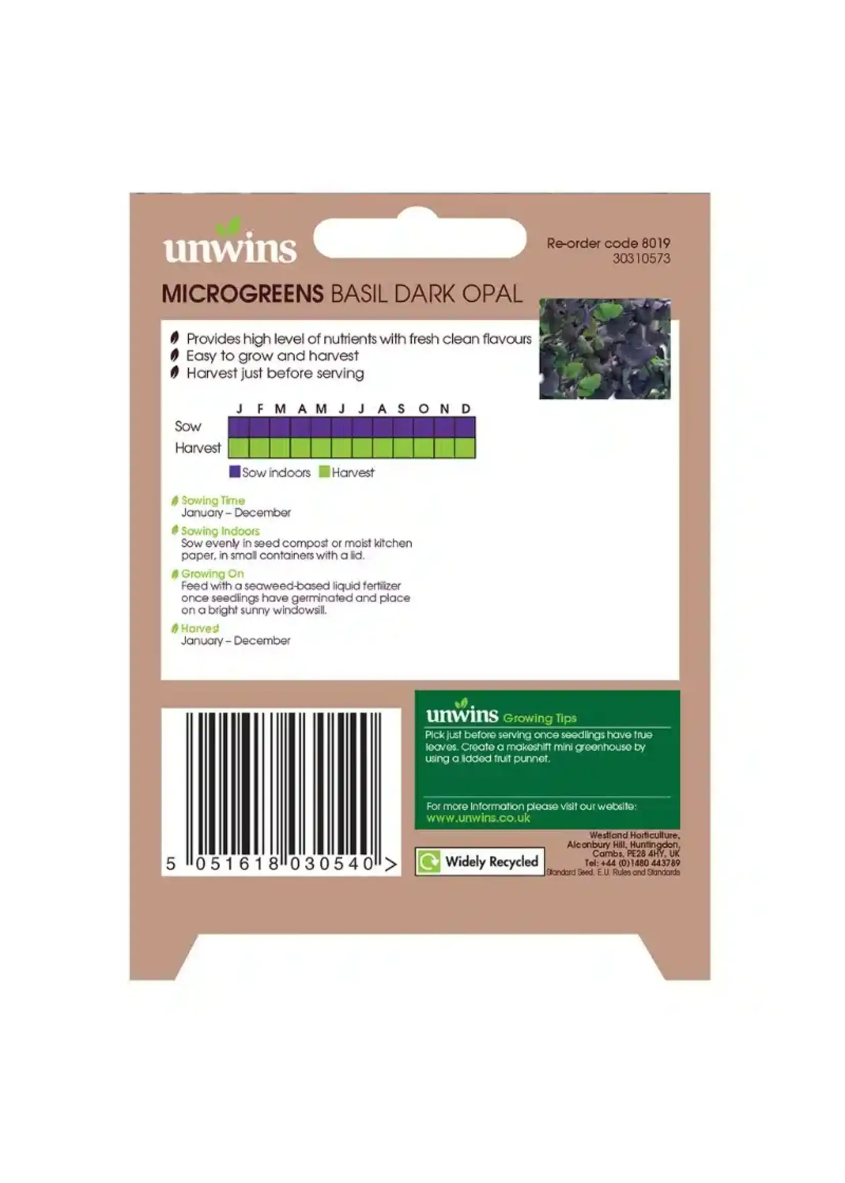 Unwins Microgreens - Basil Dark Opal