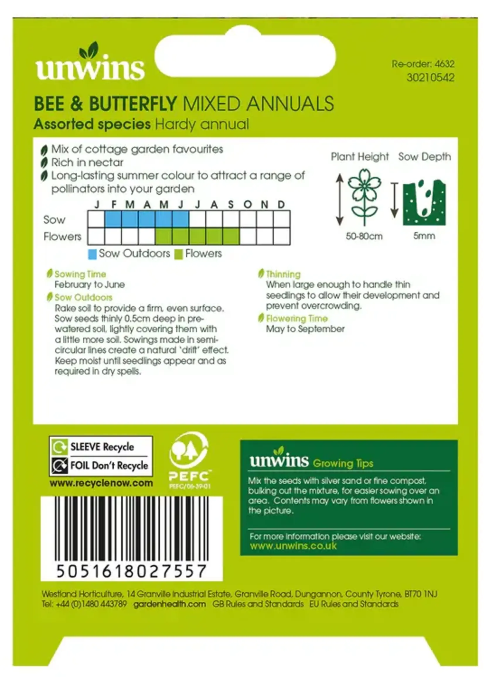 Unwins Nature's Haven Bee and Butterfly Mixed Annuals