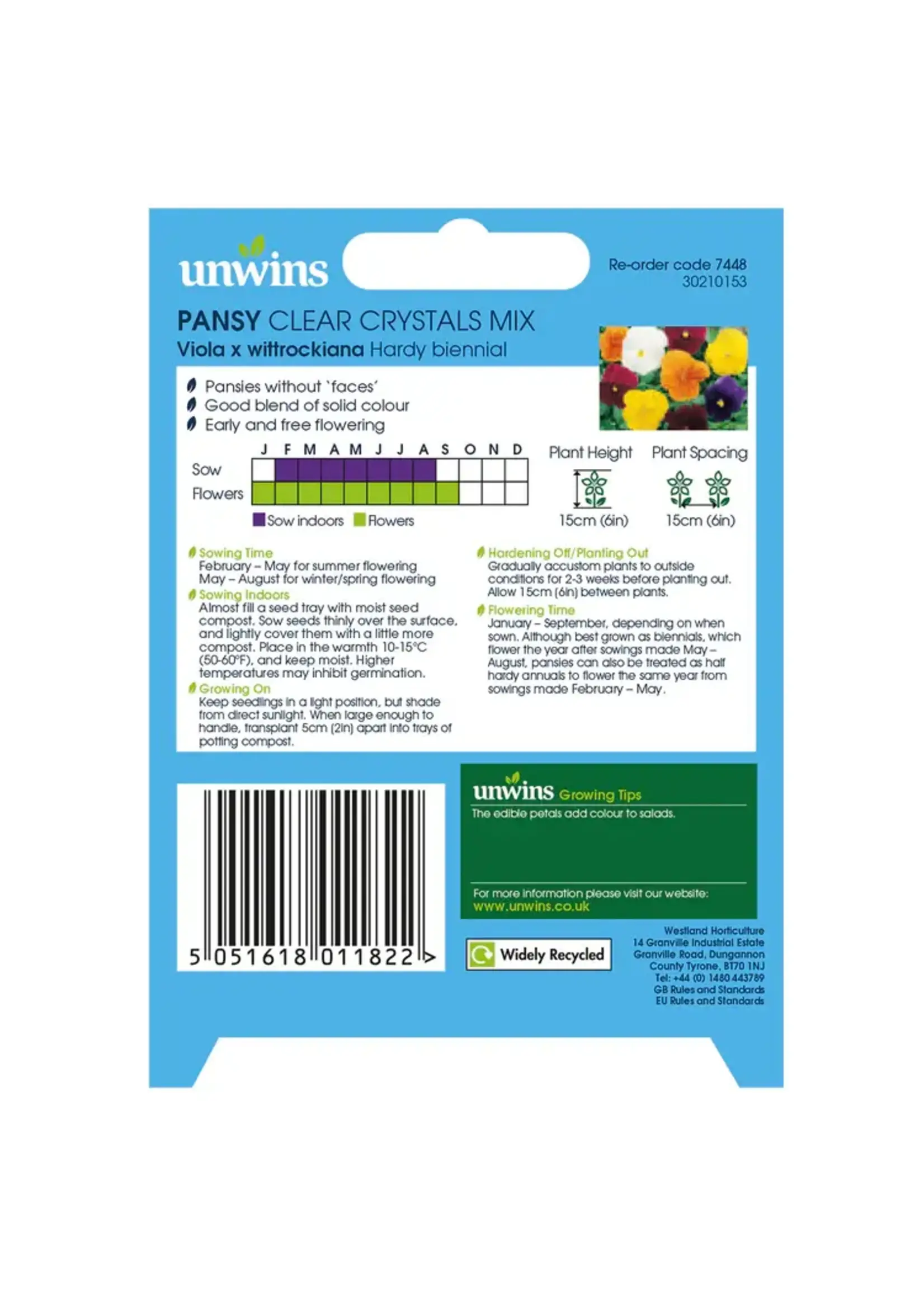 Unwins Pansy - Clear Crystals Mix