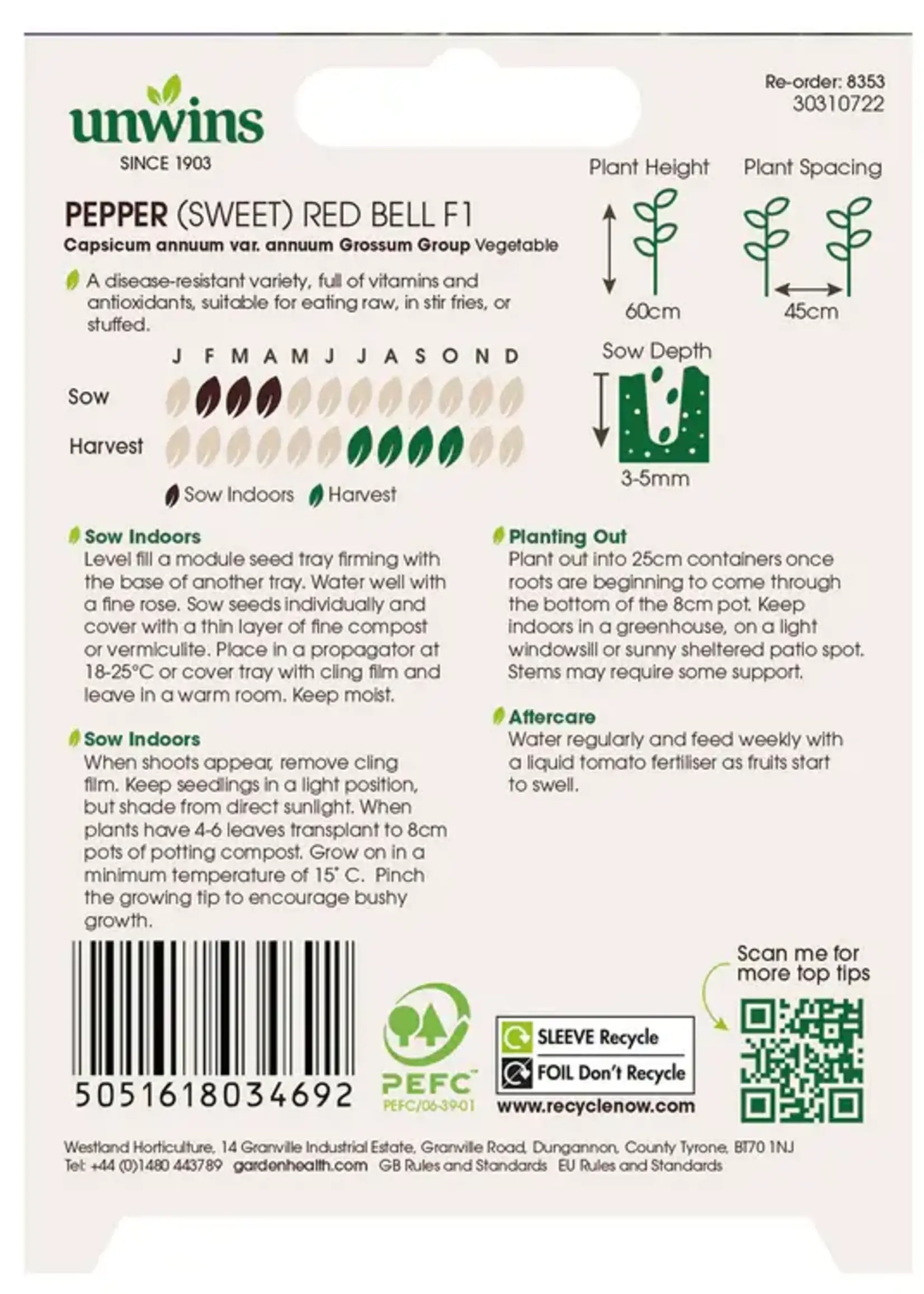 Unwins Pepper (Sweet) Red Bell F1