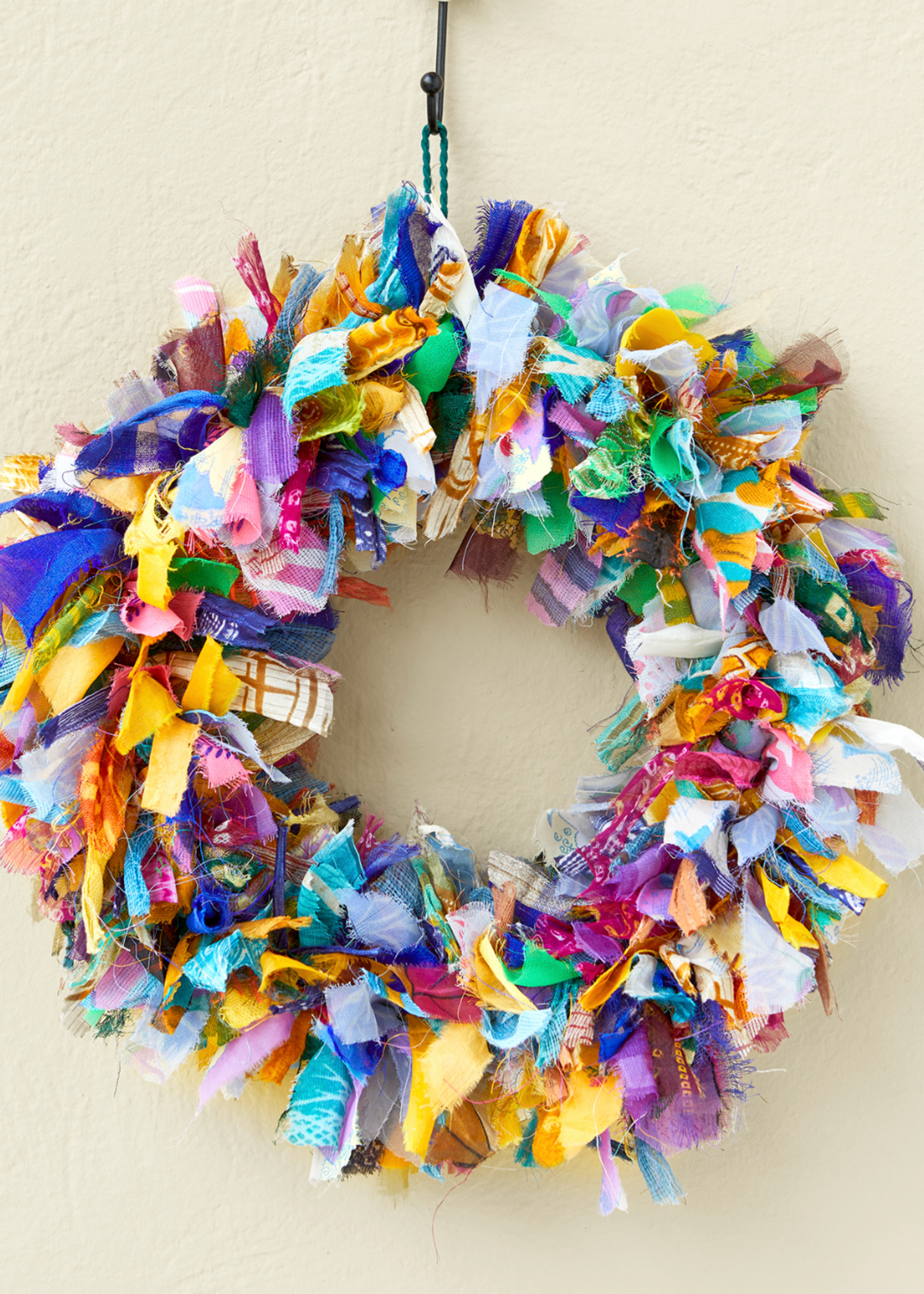 Namaste Recycled Sari Wreath Multicolour 30cm