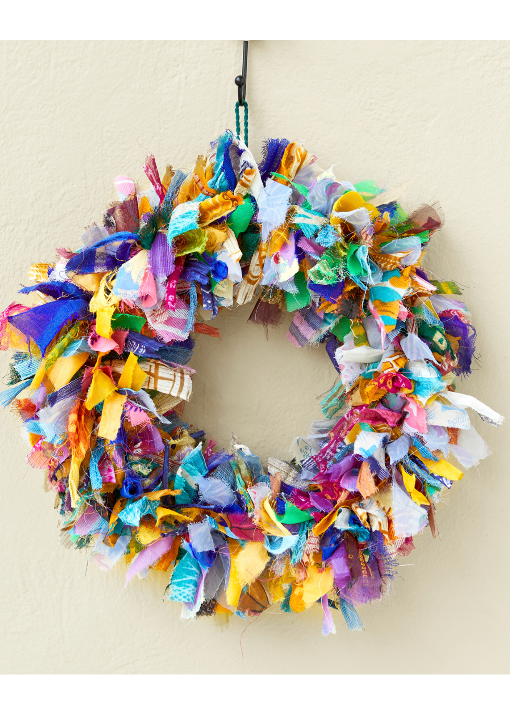 Namaste Recycled Sari Wreath Multicolour 30cm