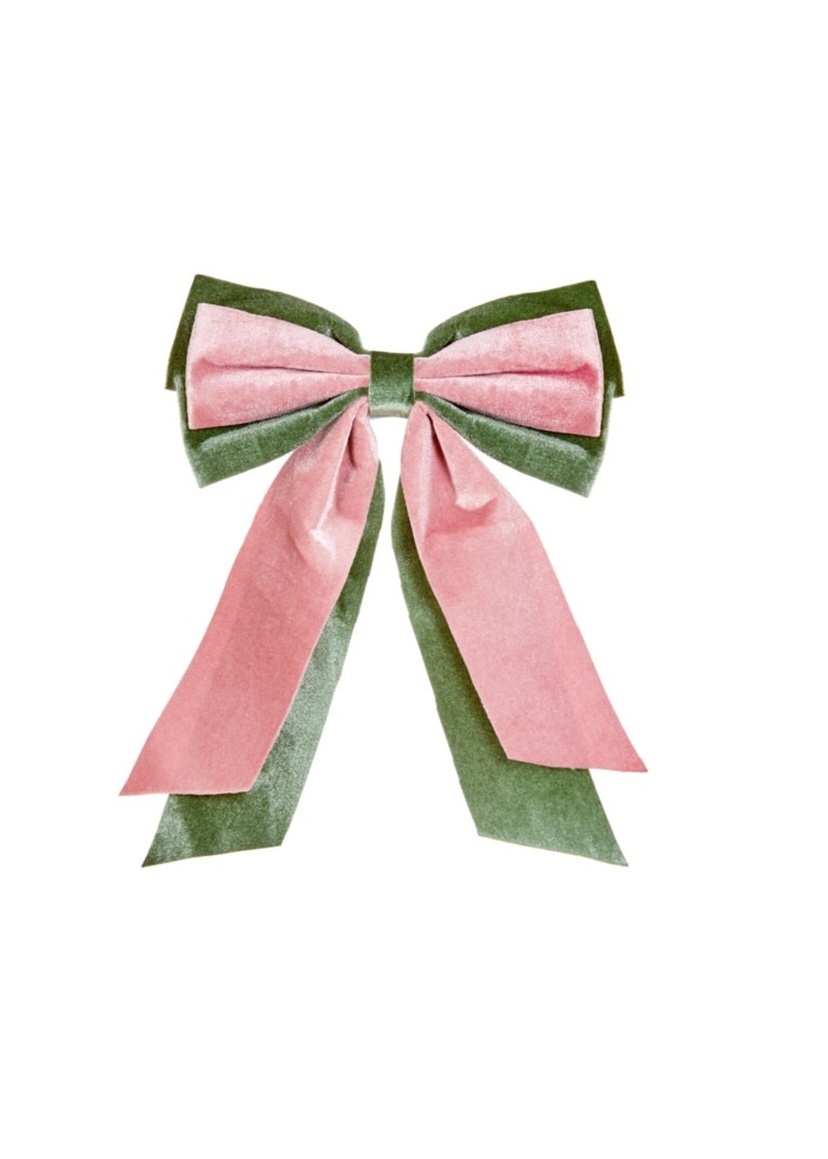 Premier Green & Pink Velour Bow  30cm