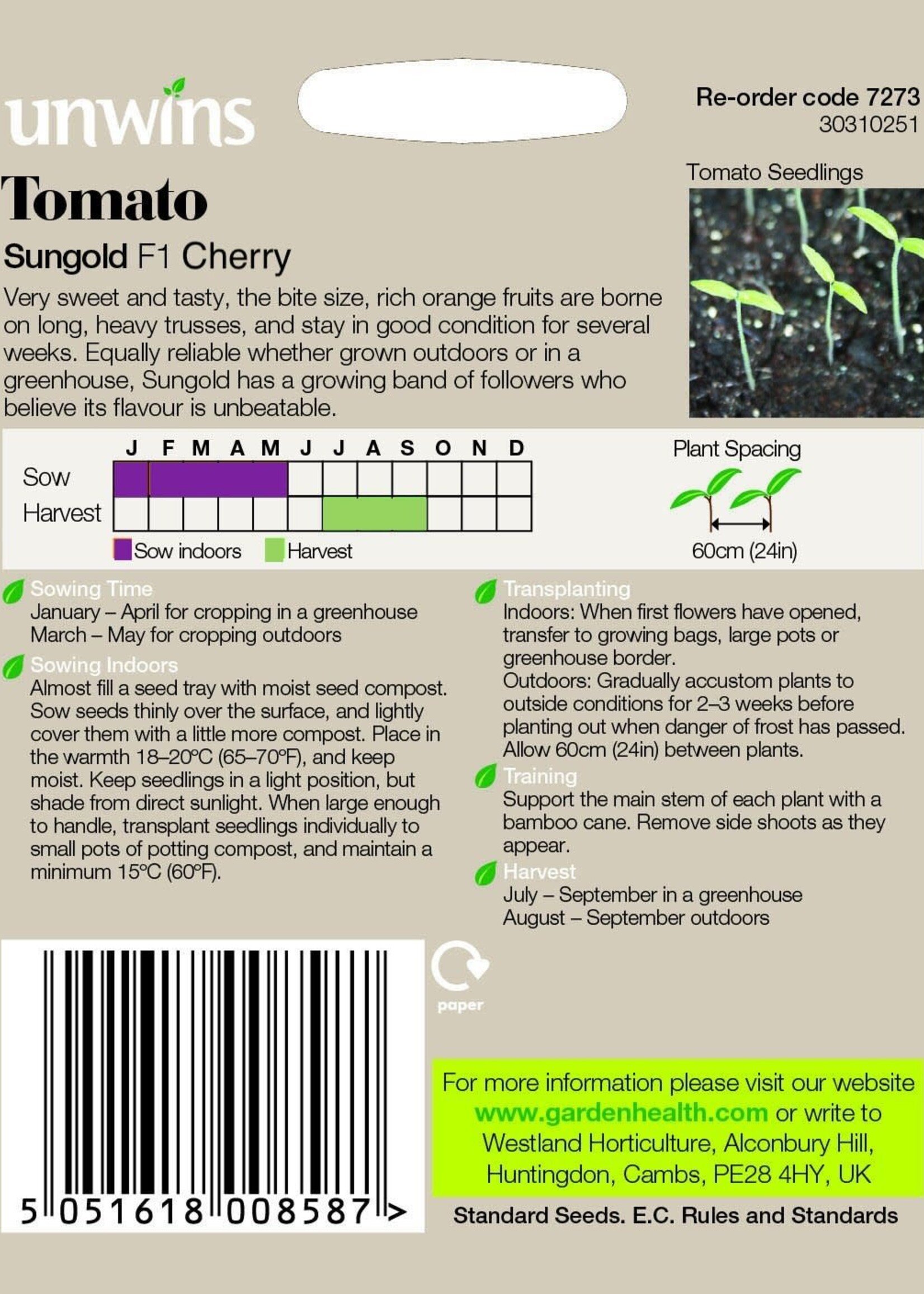 Unwins Tomato - Sungold