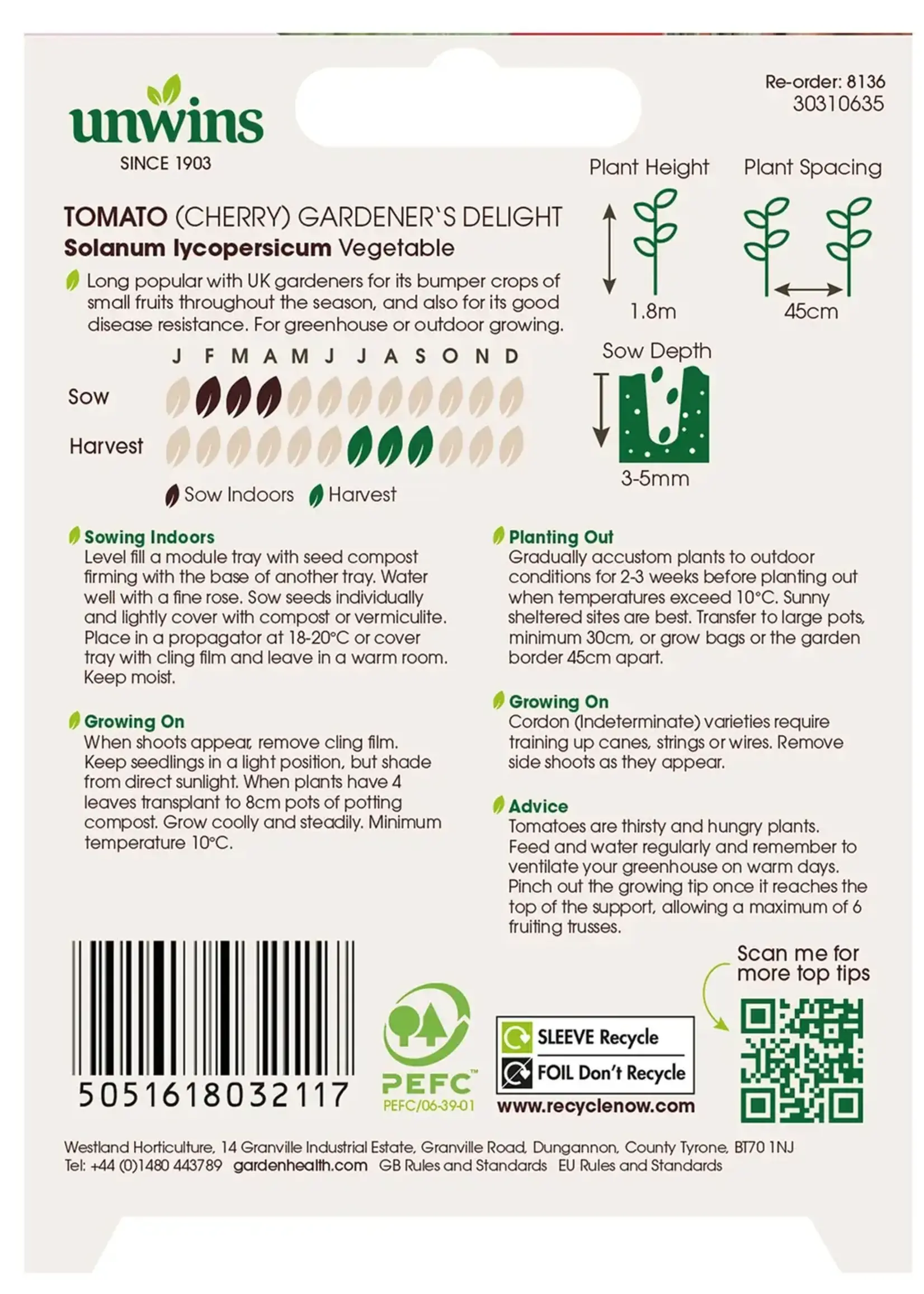 Unwins Tomato (Cherry) - Gardener's Delight