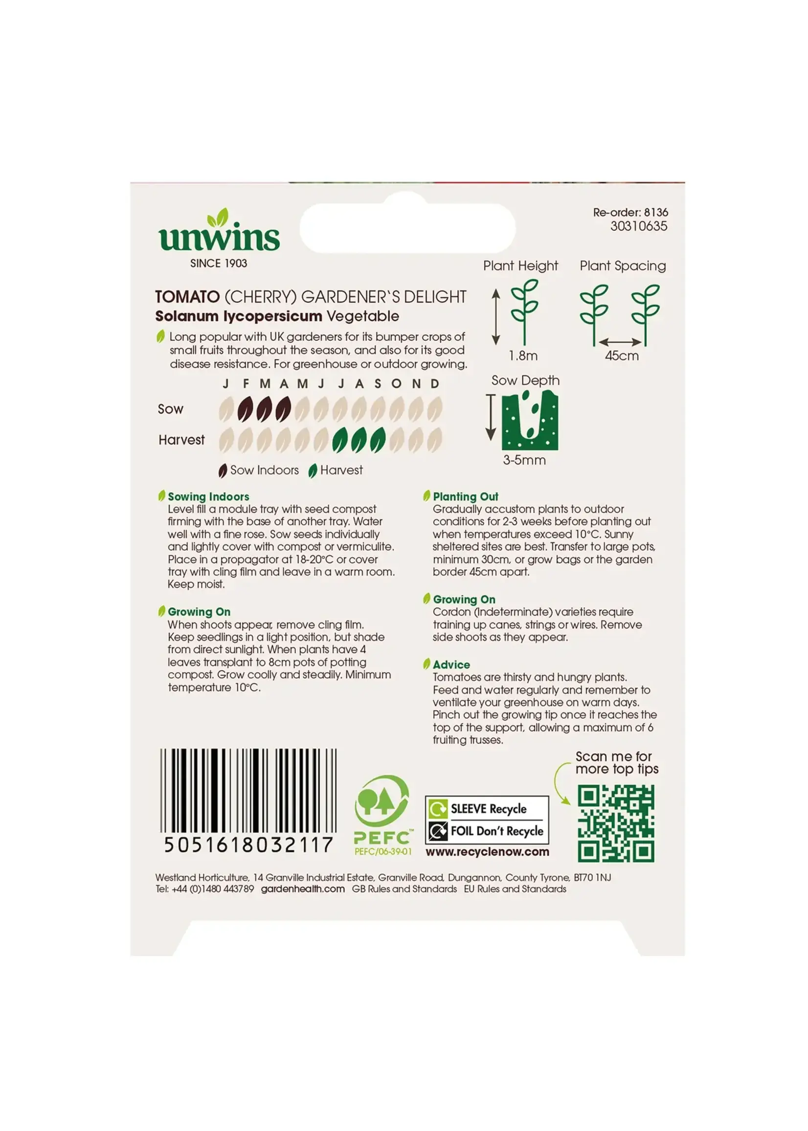 Unwins Tomato (Cherry) - Gardener's Delight