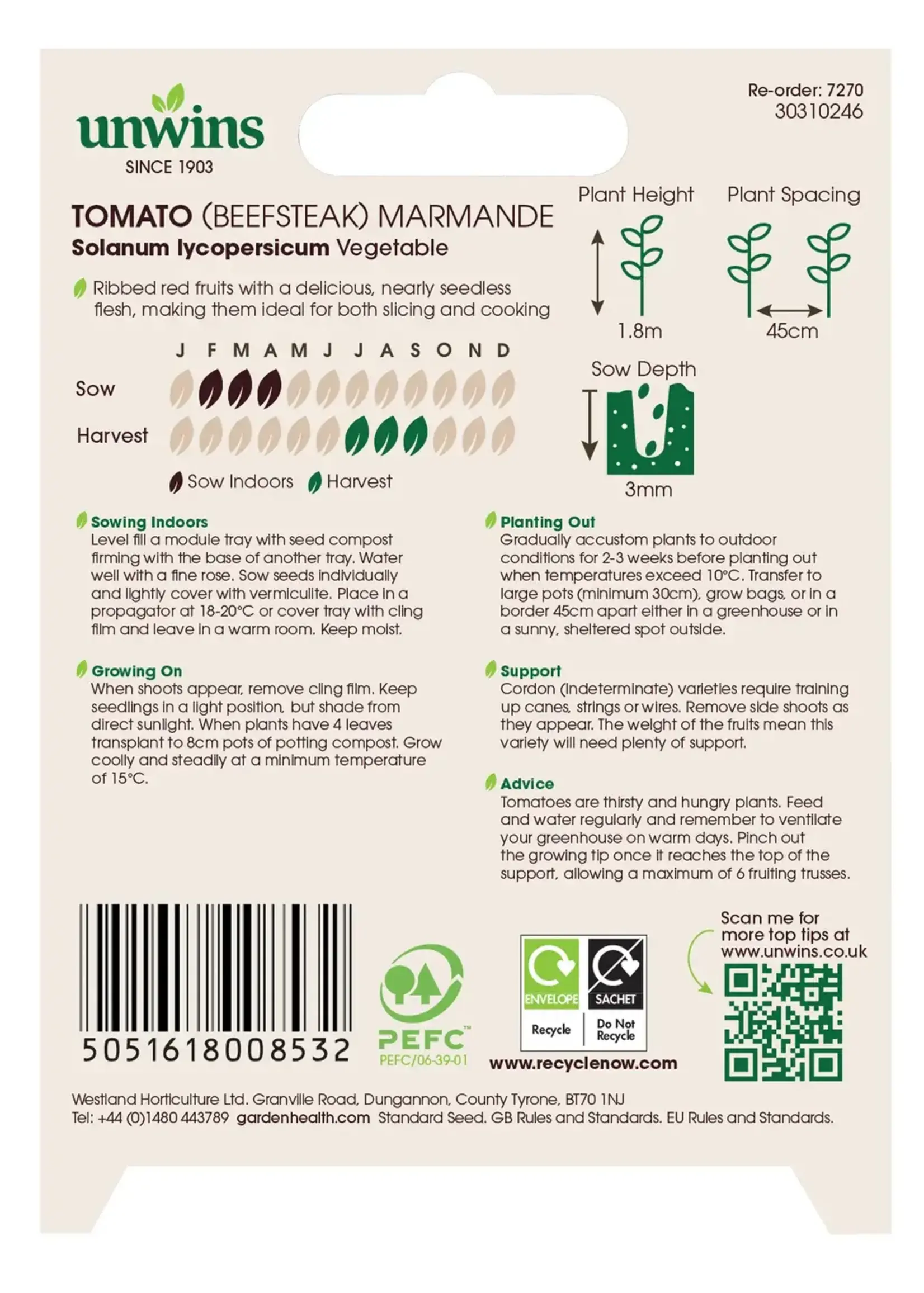 Unwins Tomato - Beefsteak Marmande
