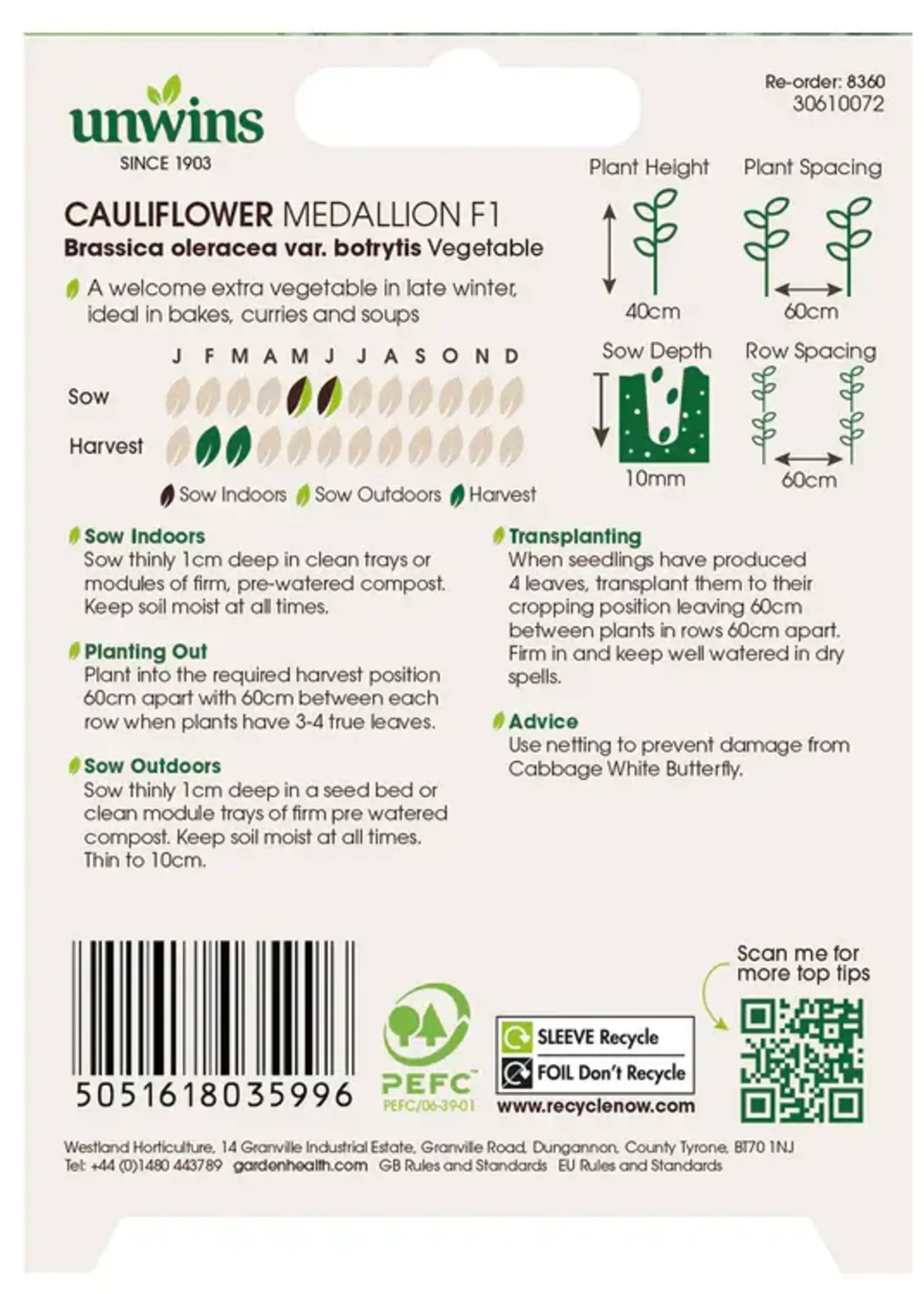 Unwins Cauliflower - Medallion F1